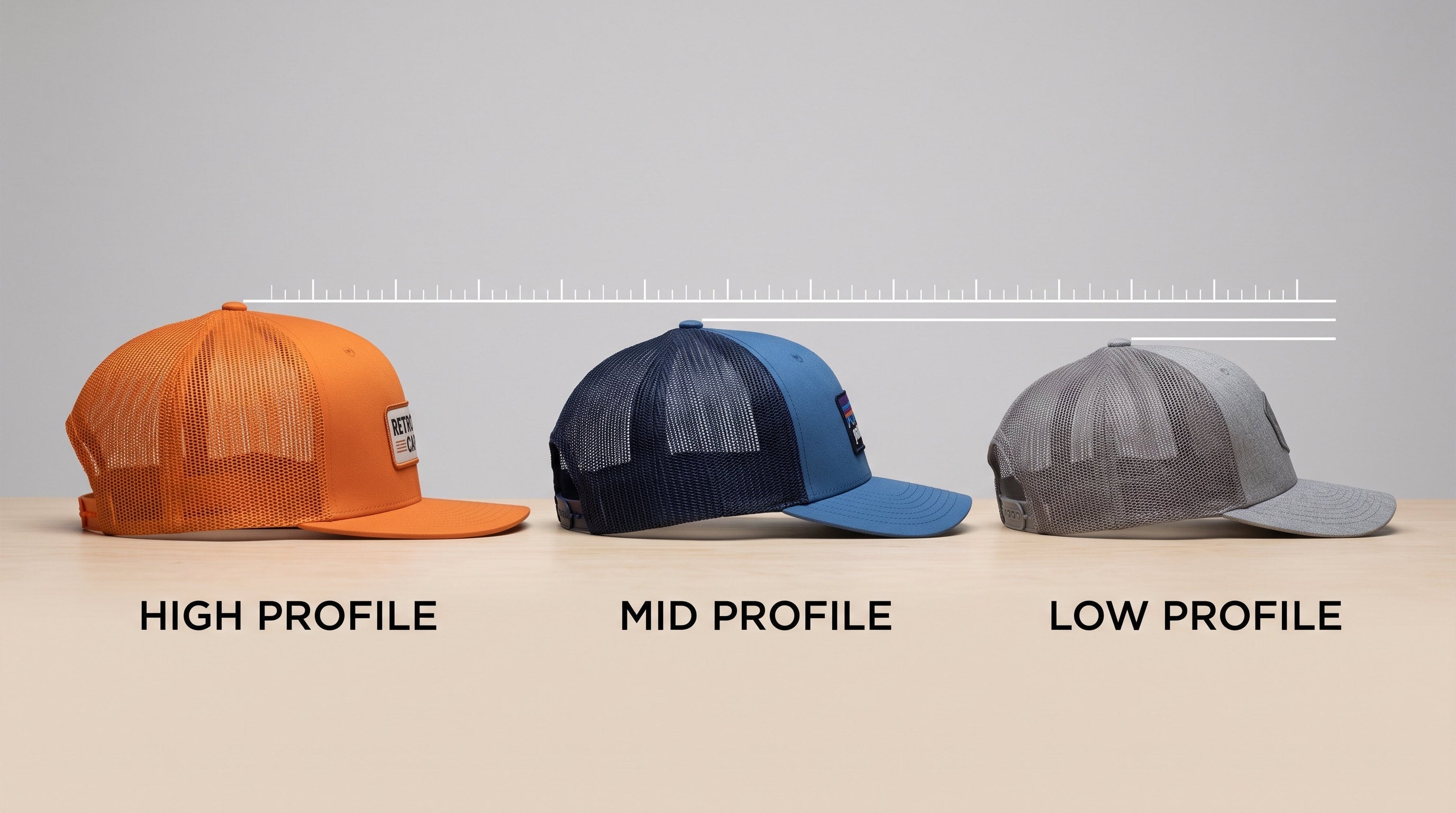 Low Profile Trucker Hat: Small Heads, Real Logo Size
