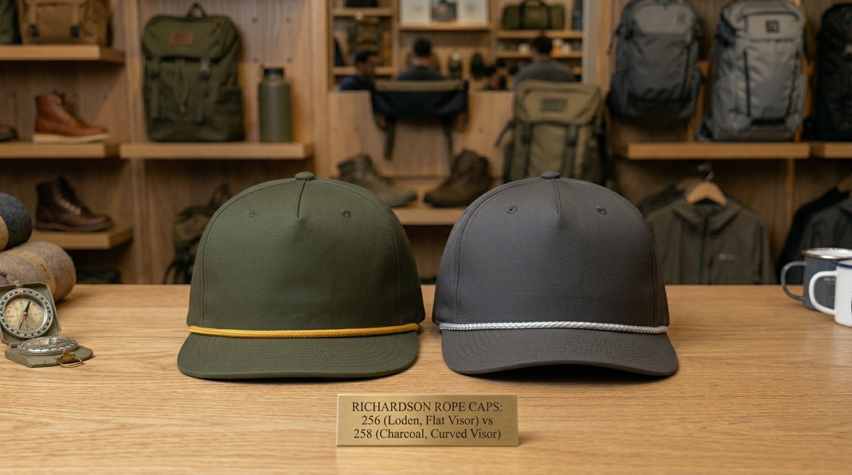 Side-by-side comparison of blank Richardson 256 Umpqua and Richardson 258 rope hats