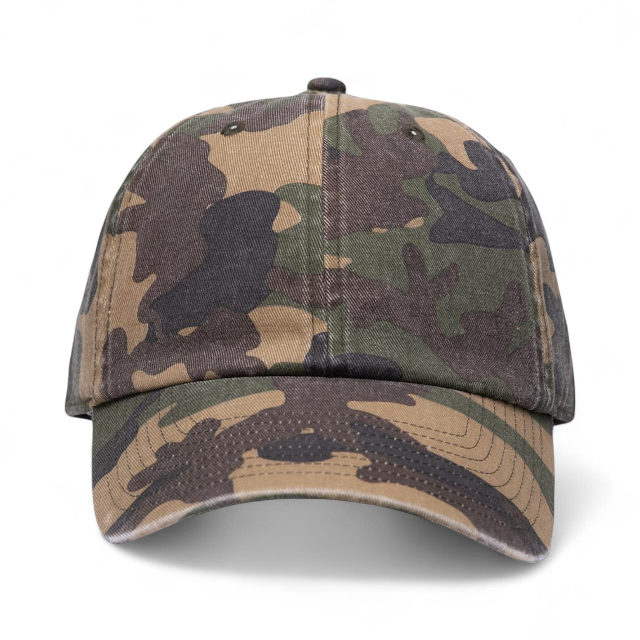 Front view of 47 Brand 4700 custom hat in camo green