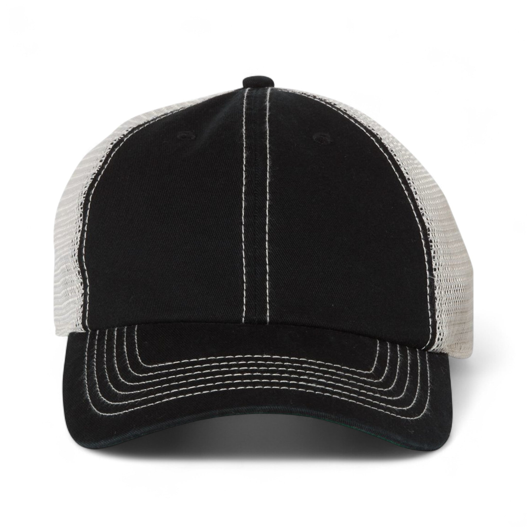 Front view of 47 Brand 4710 custom hat in black and stone