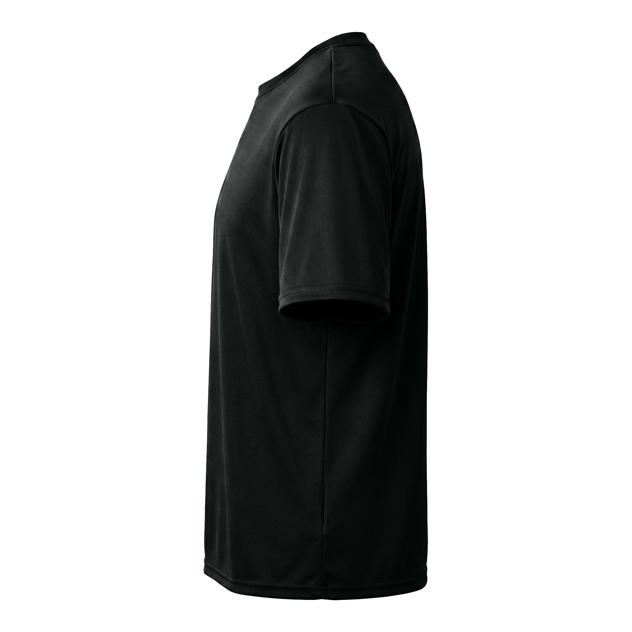 A4 N3142 custom short sleeve t-shirt in black, left side view