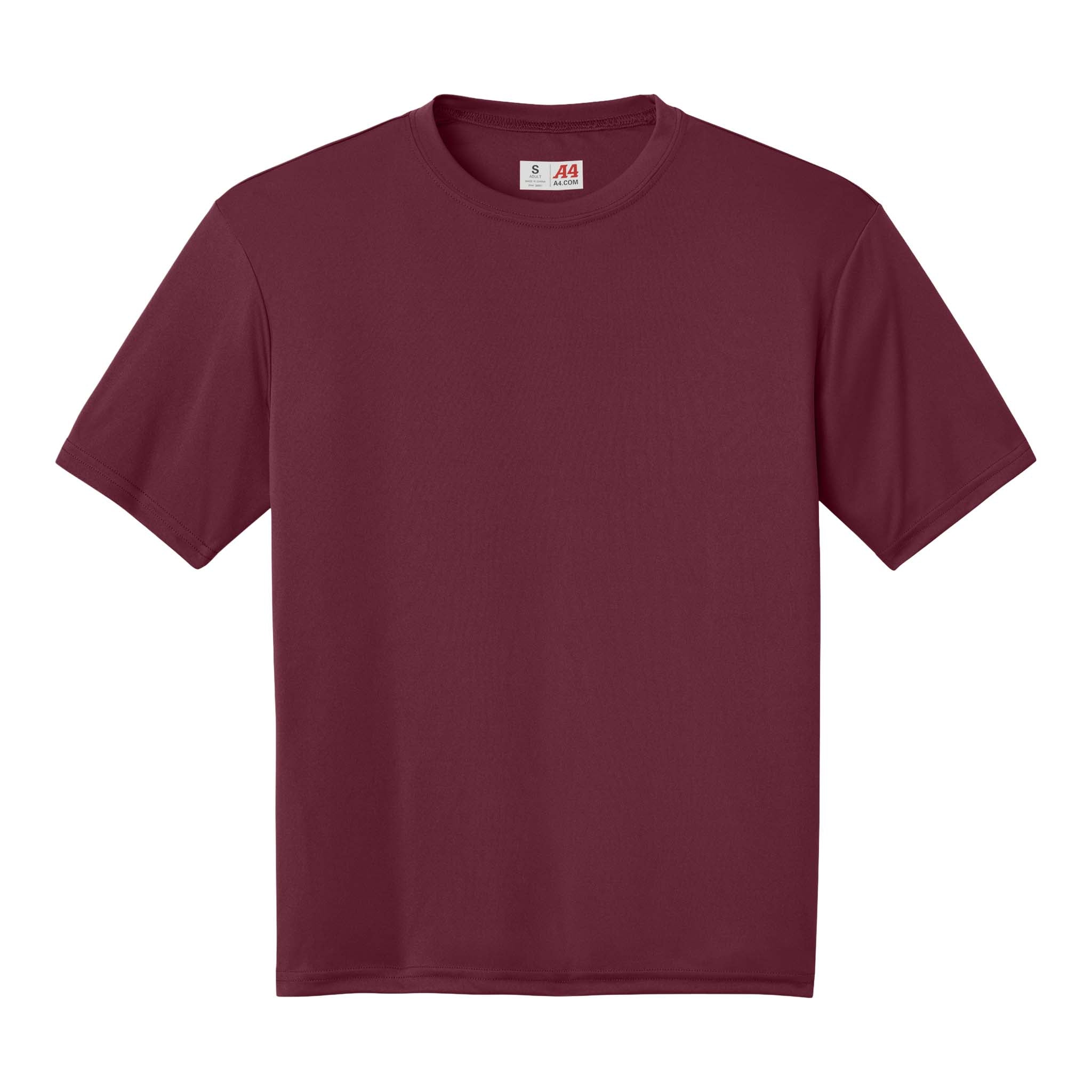 A4 N3142 custom short sleeve t-shirt in cardinal, front view