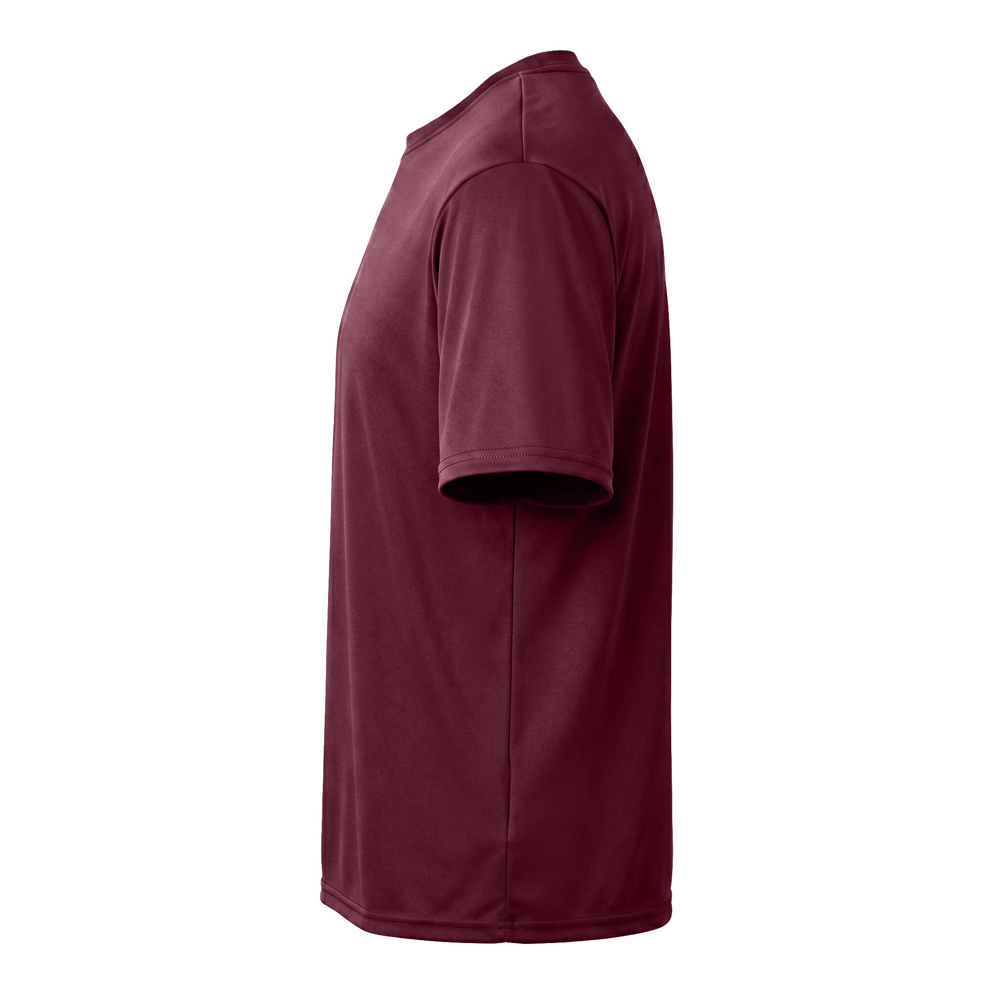 A4 N3142 custom short sleeve t-shirt in cardinal, left side view
