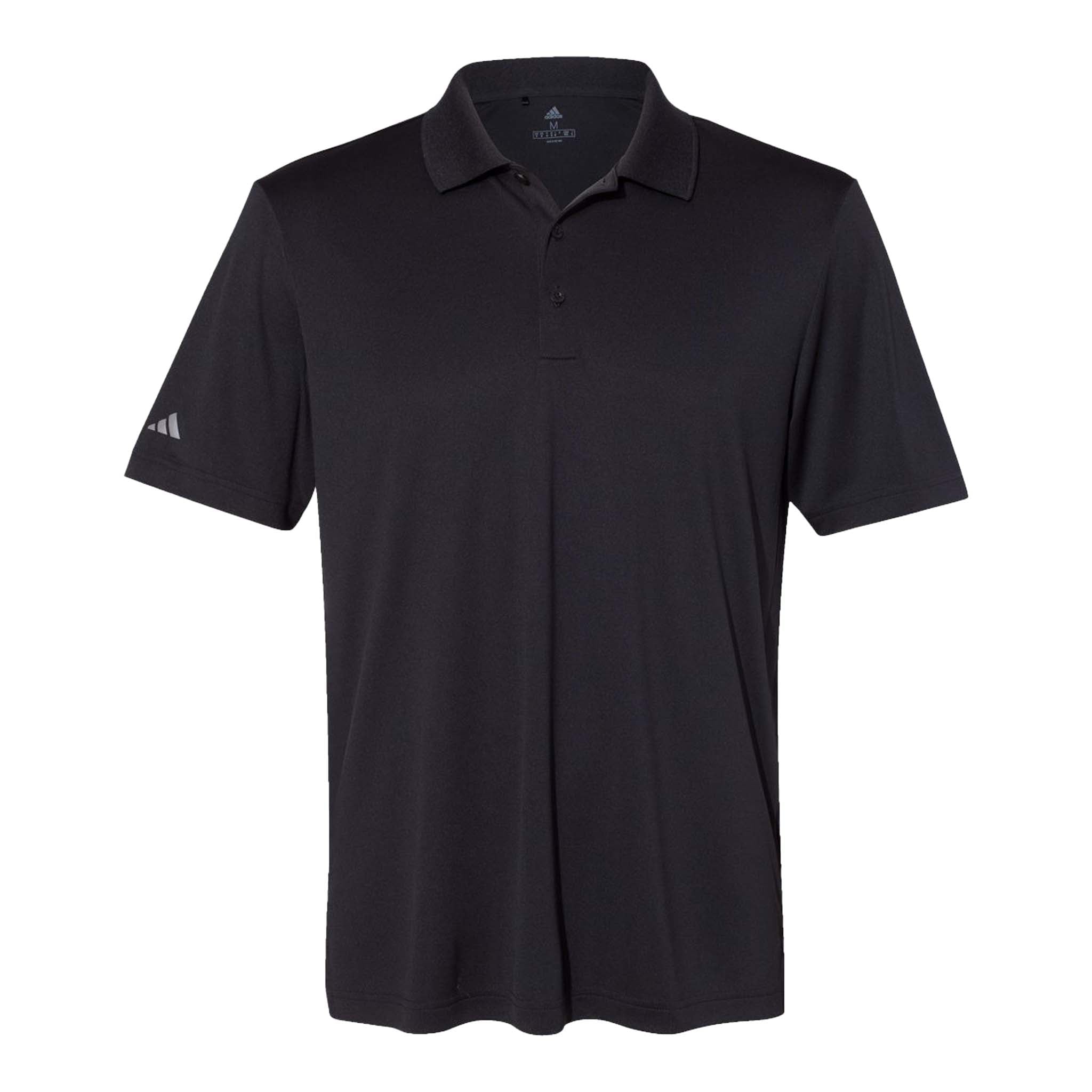 Adidas A230 custom polo in black, front view