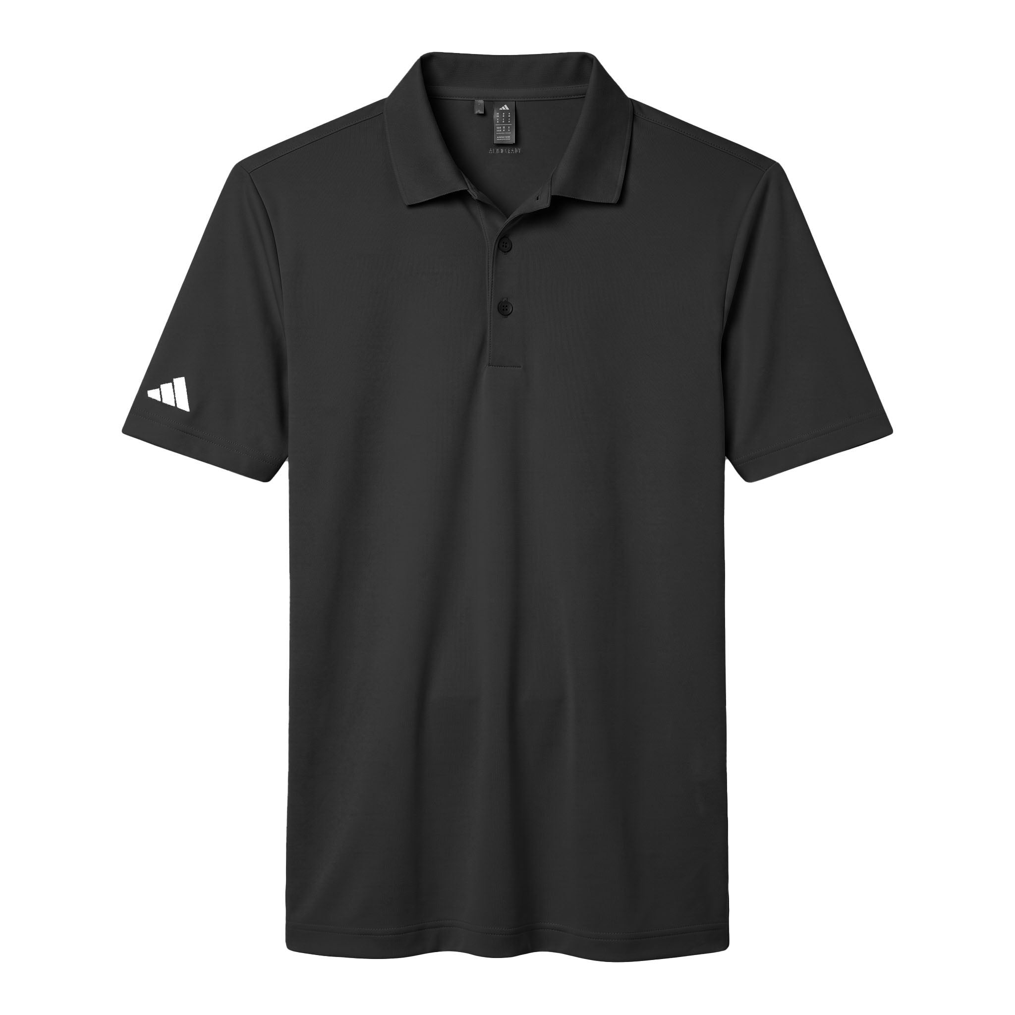 Adidas A230 custom polo in black, front view