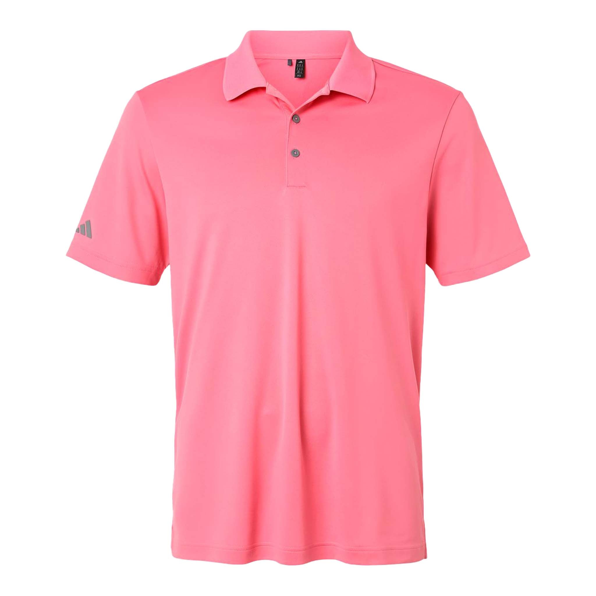 Adidas A230 custom polo in bliss pink, front view