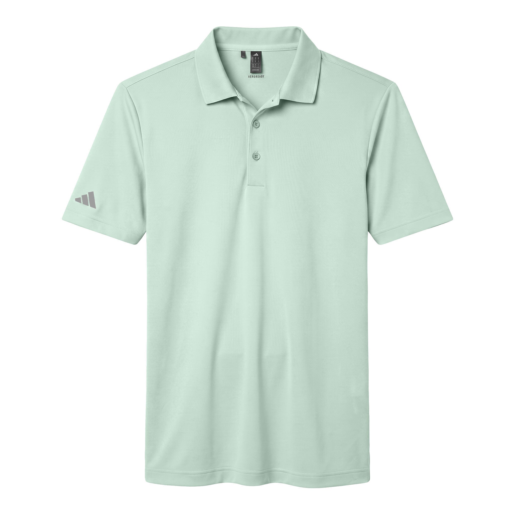 Adidas A230 custom polo in clear mint, front view