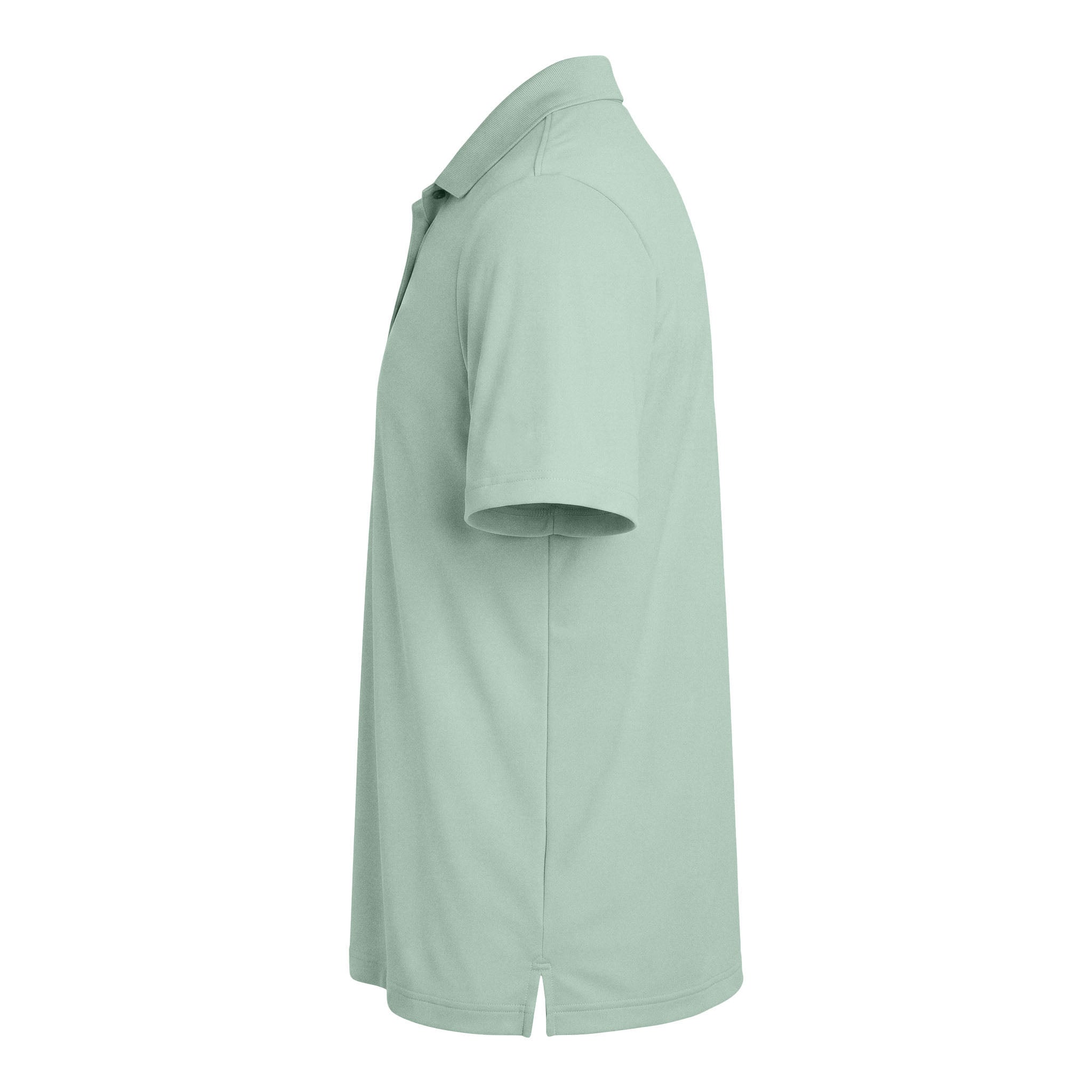 Adidas A230 custom polo in clear mint, left side view