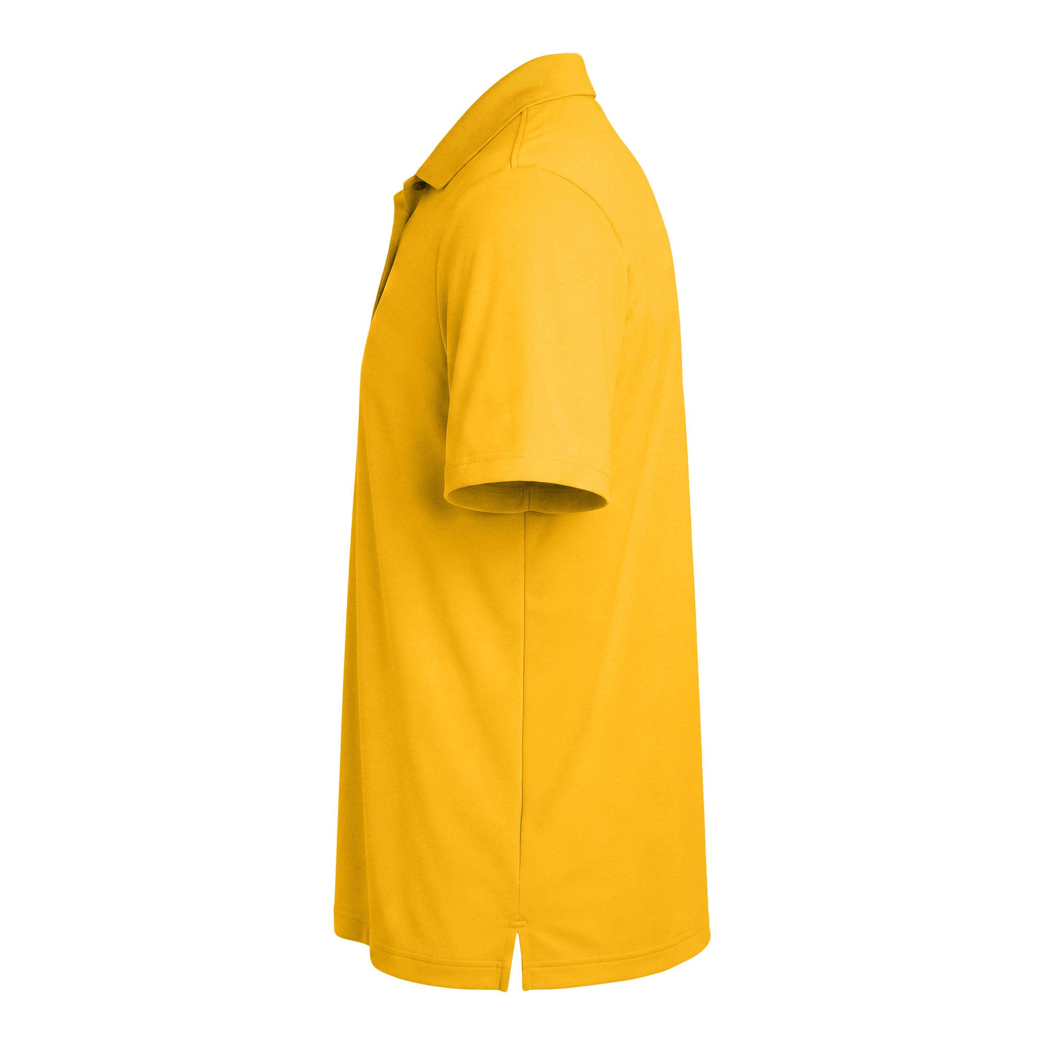 Adidas A230 custom polo in collegiate gold, left side view