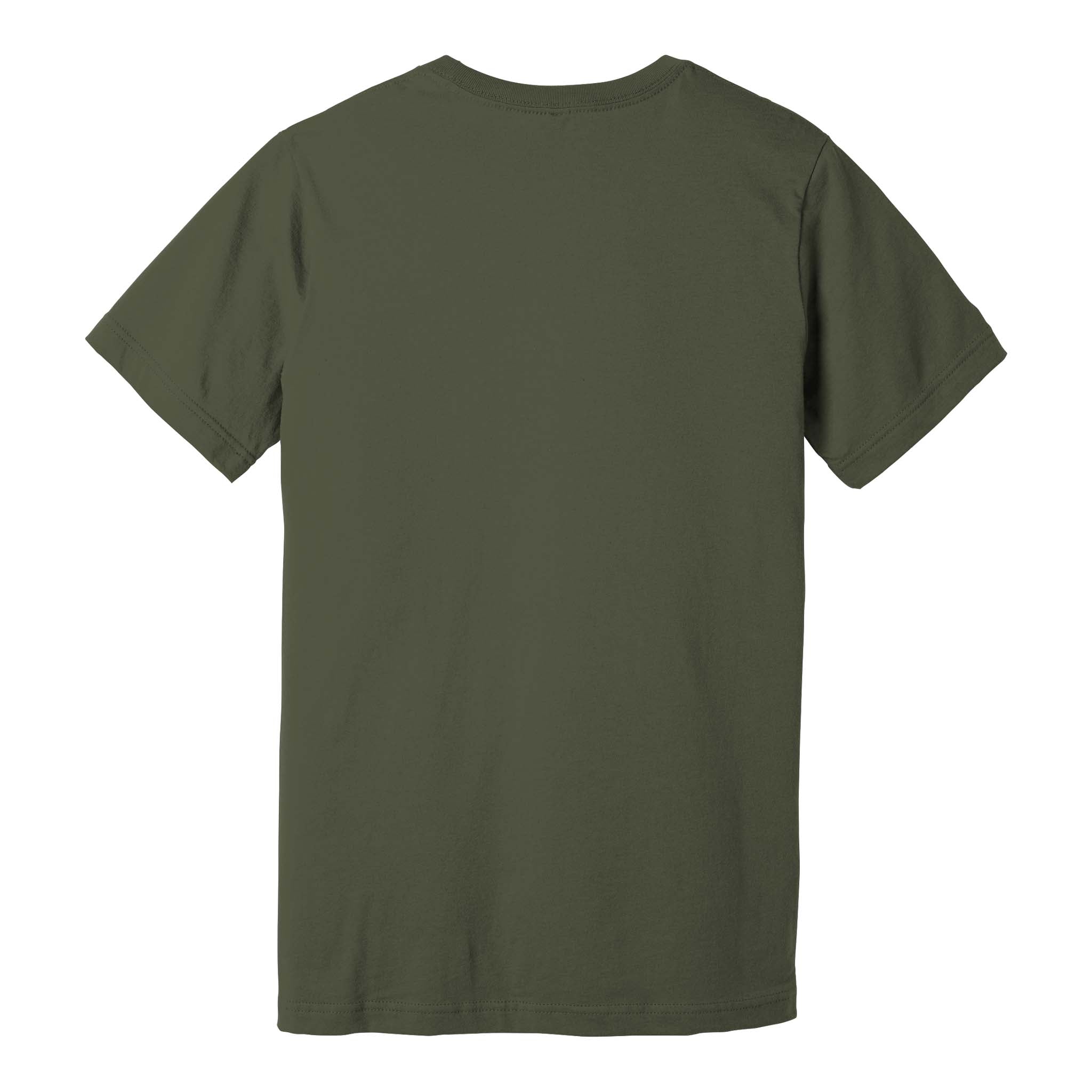 Bella + Canvas 3001 custom short sleeve t-shirt in army, back view
