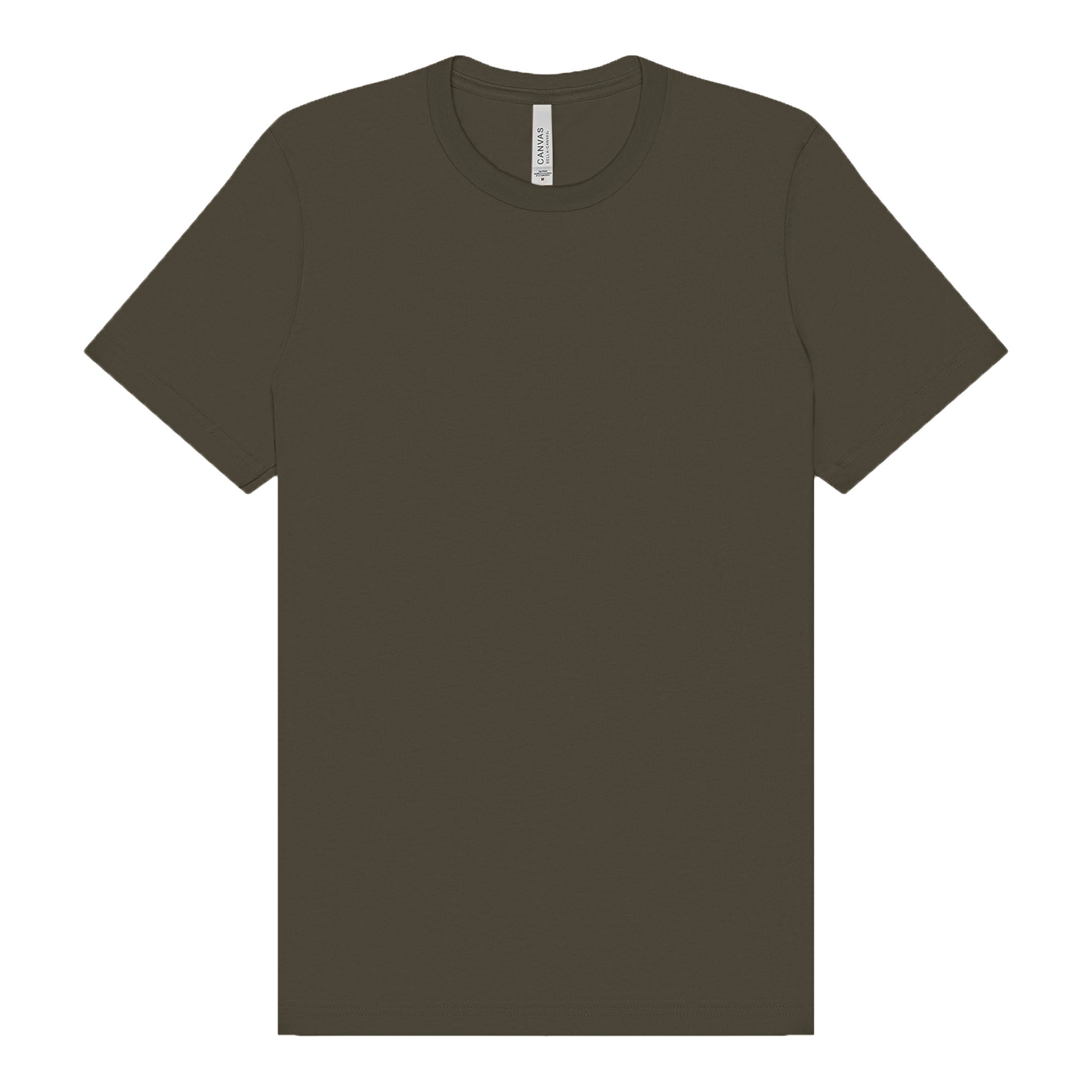 Bella + Canvas 3001 custom short sleeve t-shirt in army, front view