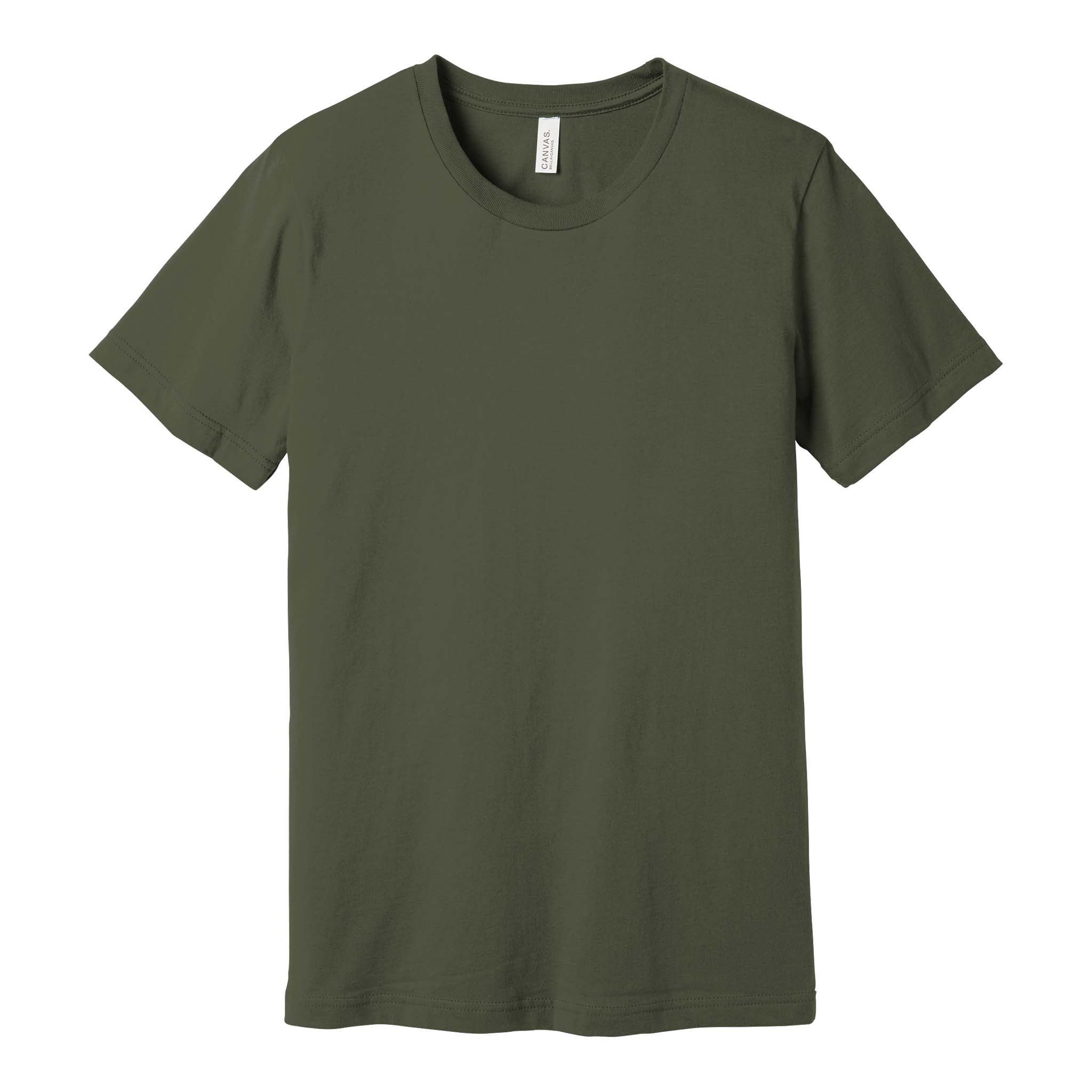 Bella + Canvas 3001 custom short sleeve t-shirt in army, front view