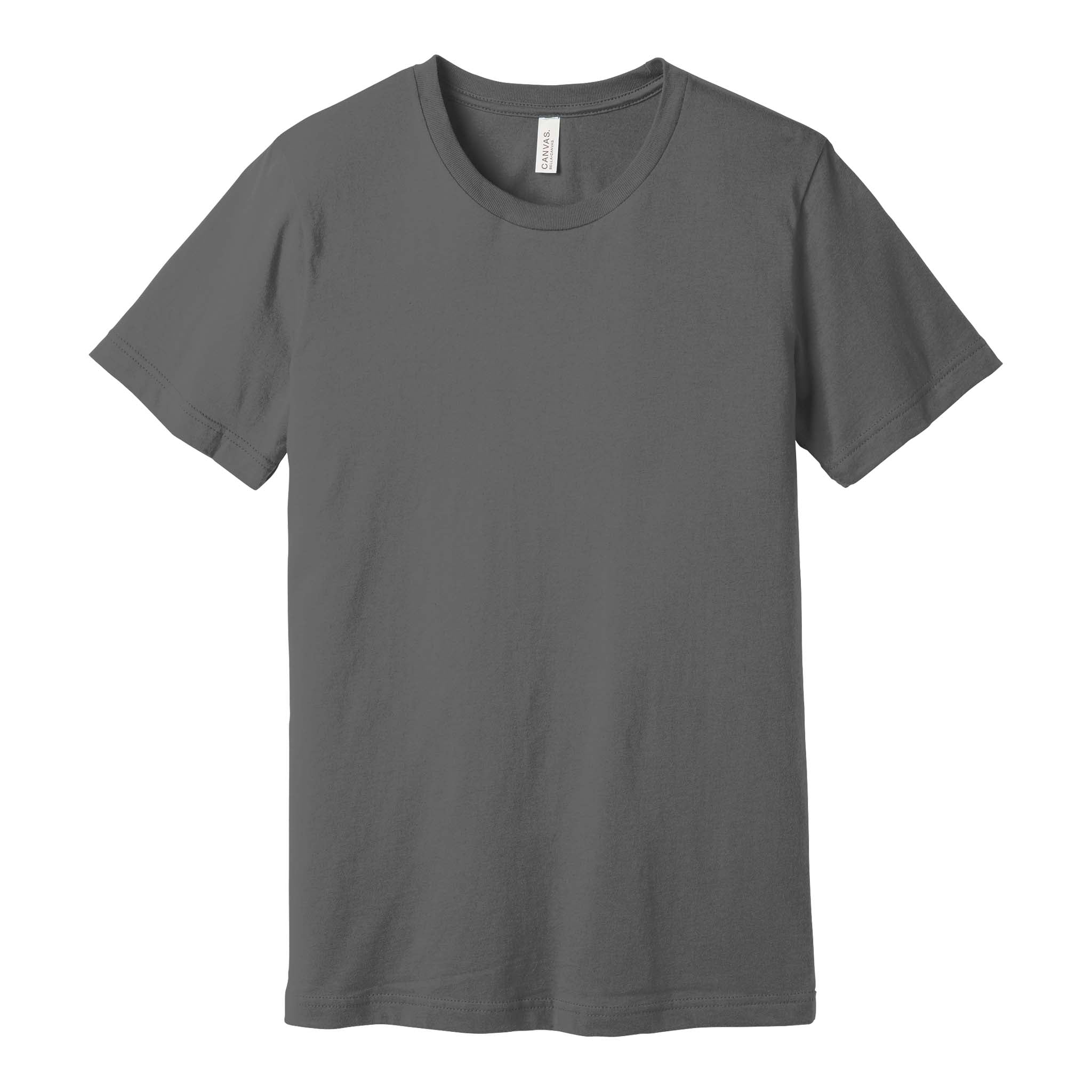 Bella + Canvas 3001 custom short sleeve t-shirt in asphalt, front view
