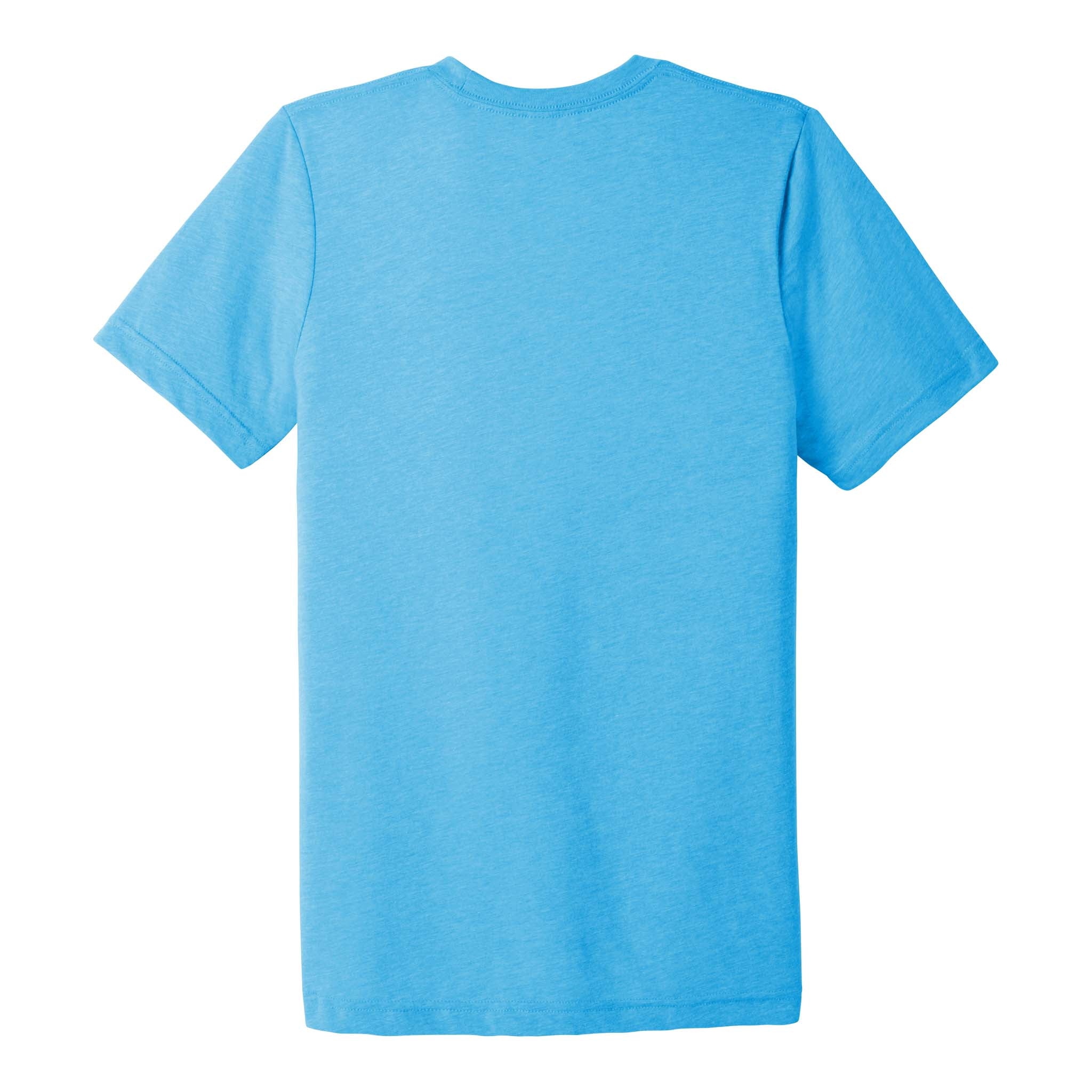 Bella + Canvas 3413 custom short sleeve t-shirt in aqua triblend, back view