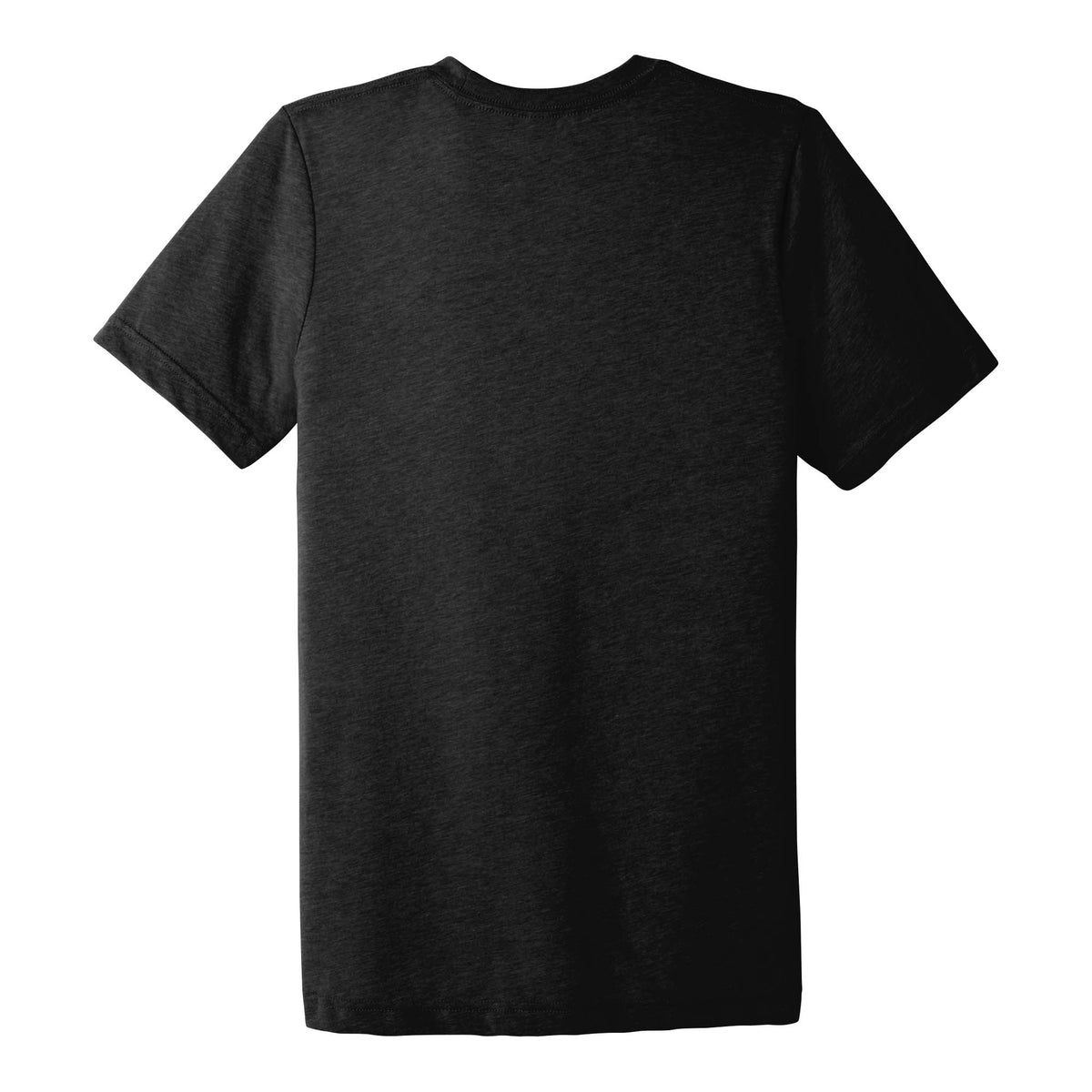 Bella + Canvas 3413 custom short sleeve t-shirt in black heather triblend, back view