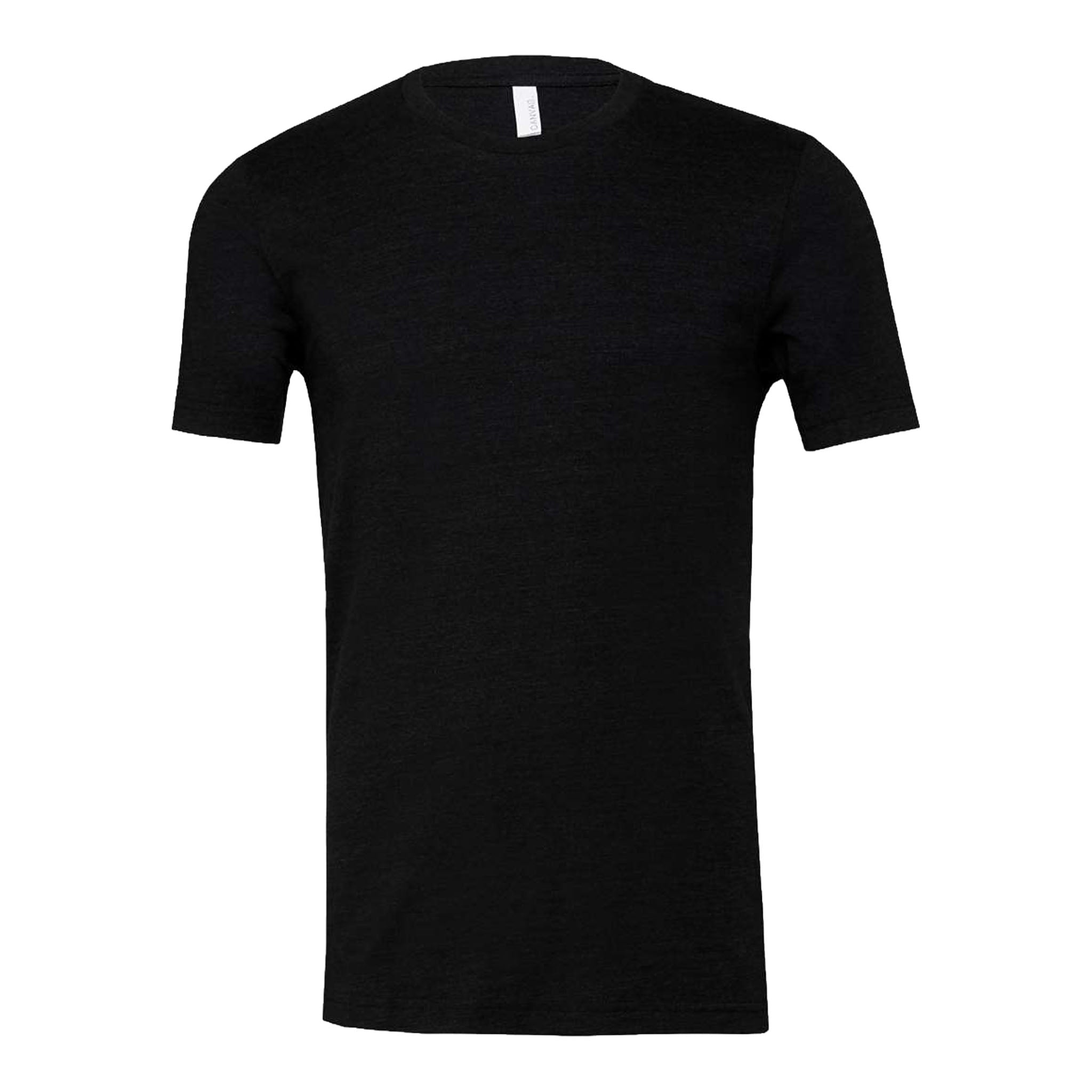 Bella + Canvas 3413 custom short sleeve t-shirt in black heather triblend, front view