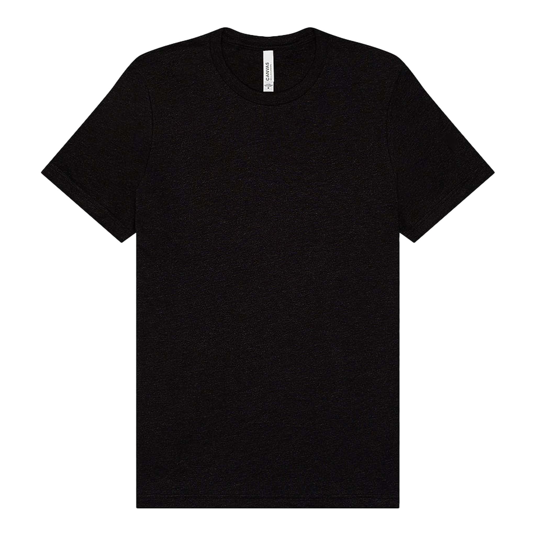 Bella + Canvas 3413 custom short sleeve t-shirt in black heather triblend, front view