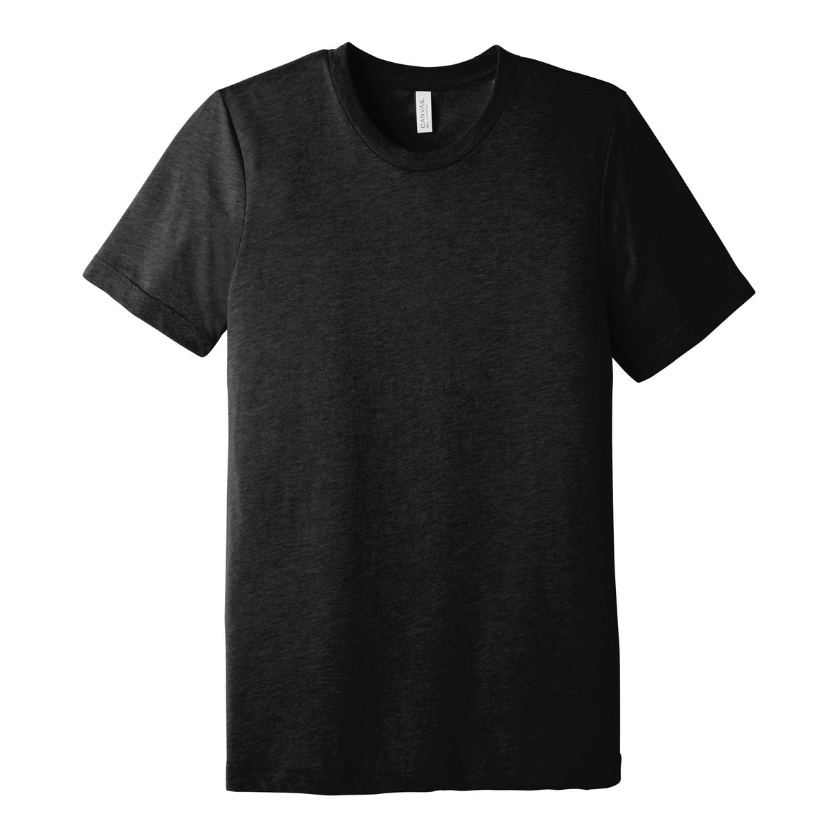 Bella + Canvas 3413 custom short sleeve t-shirt in black heather triblend, front view