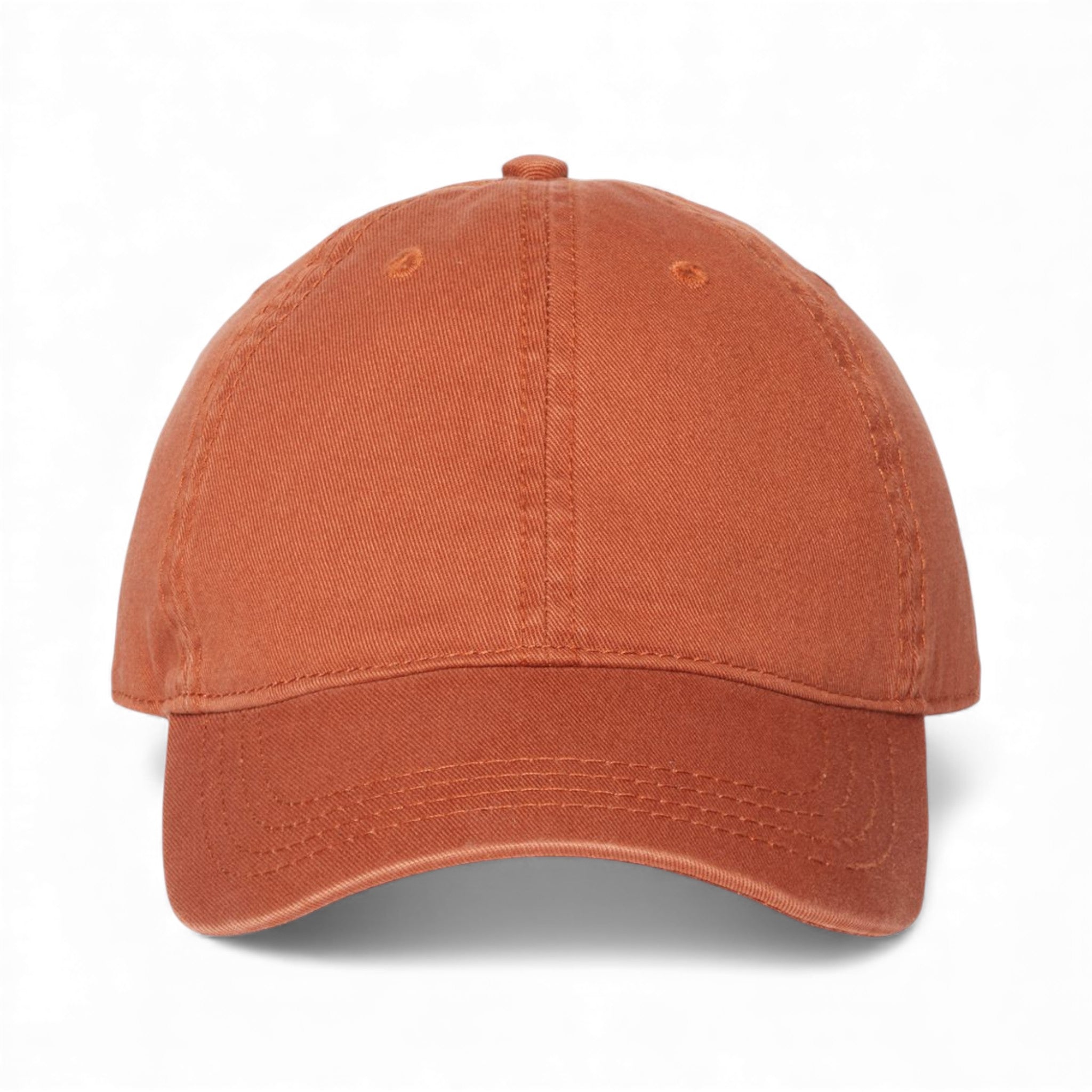 Front view of CAP AMERICA i1002 custom hat in burnt orange