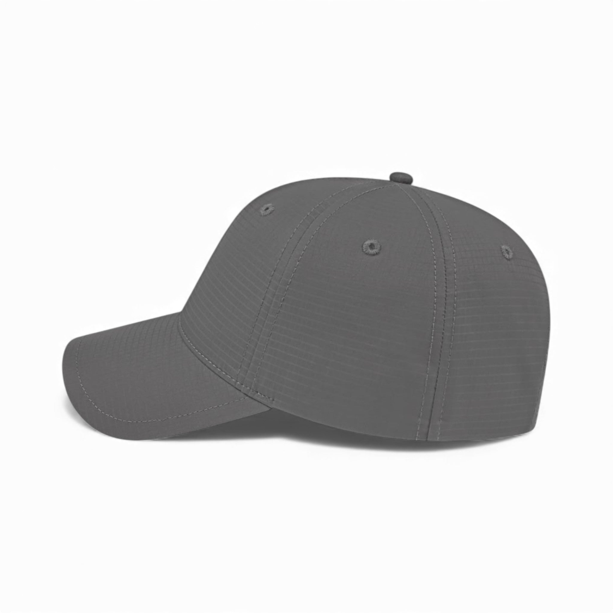 Left side view of Cap America i7007 custom hat in charcoal