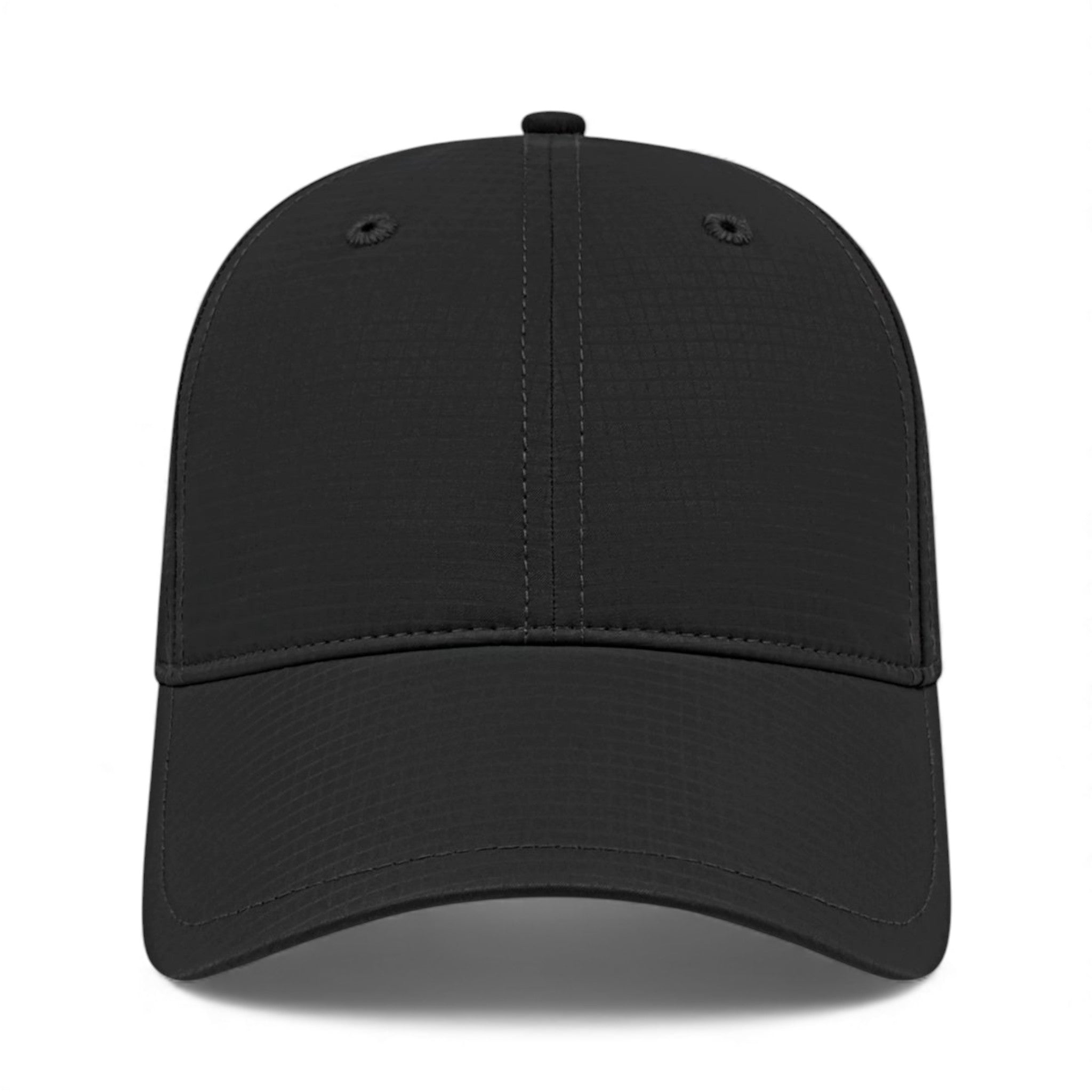 Front view of Cap America i7023 custom hat in black