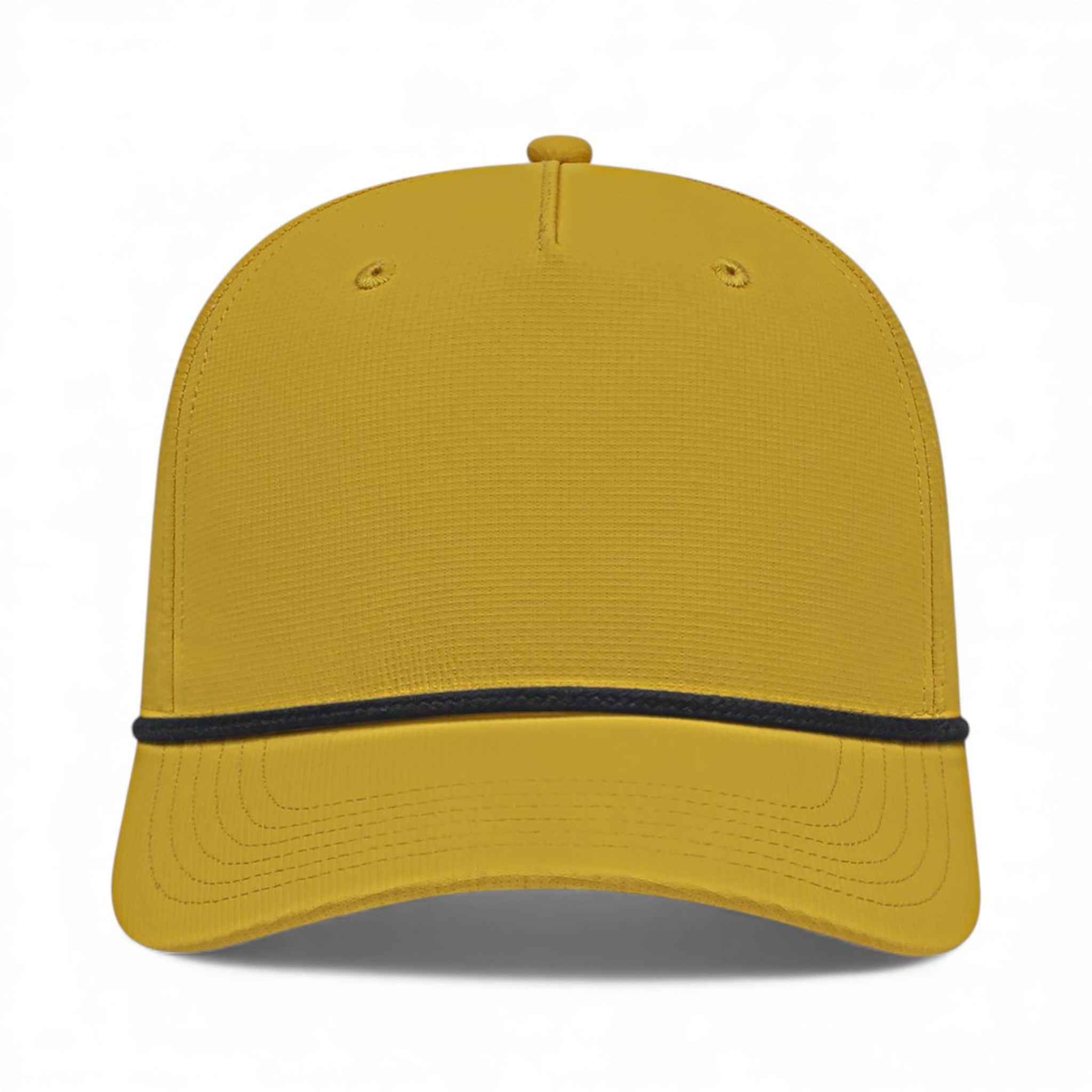 Front view of Cap America i7256 custom hat in dijon and black