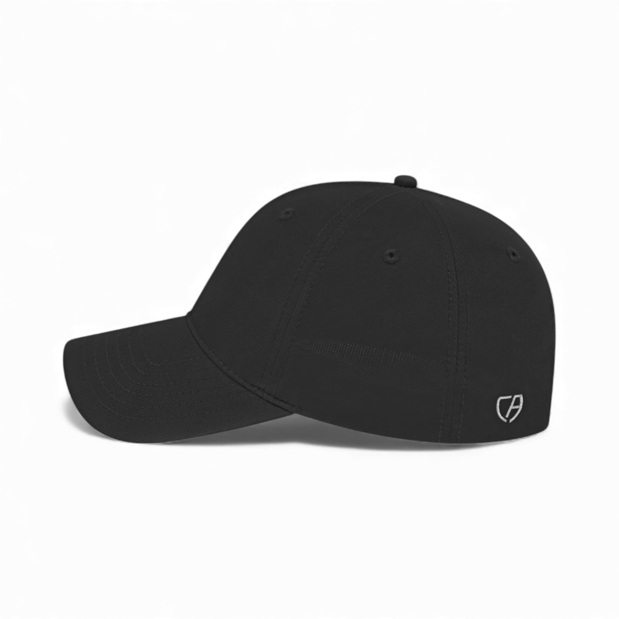 Left side view of Cap America i8522 custom hat in black