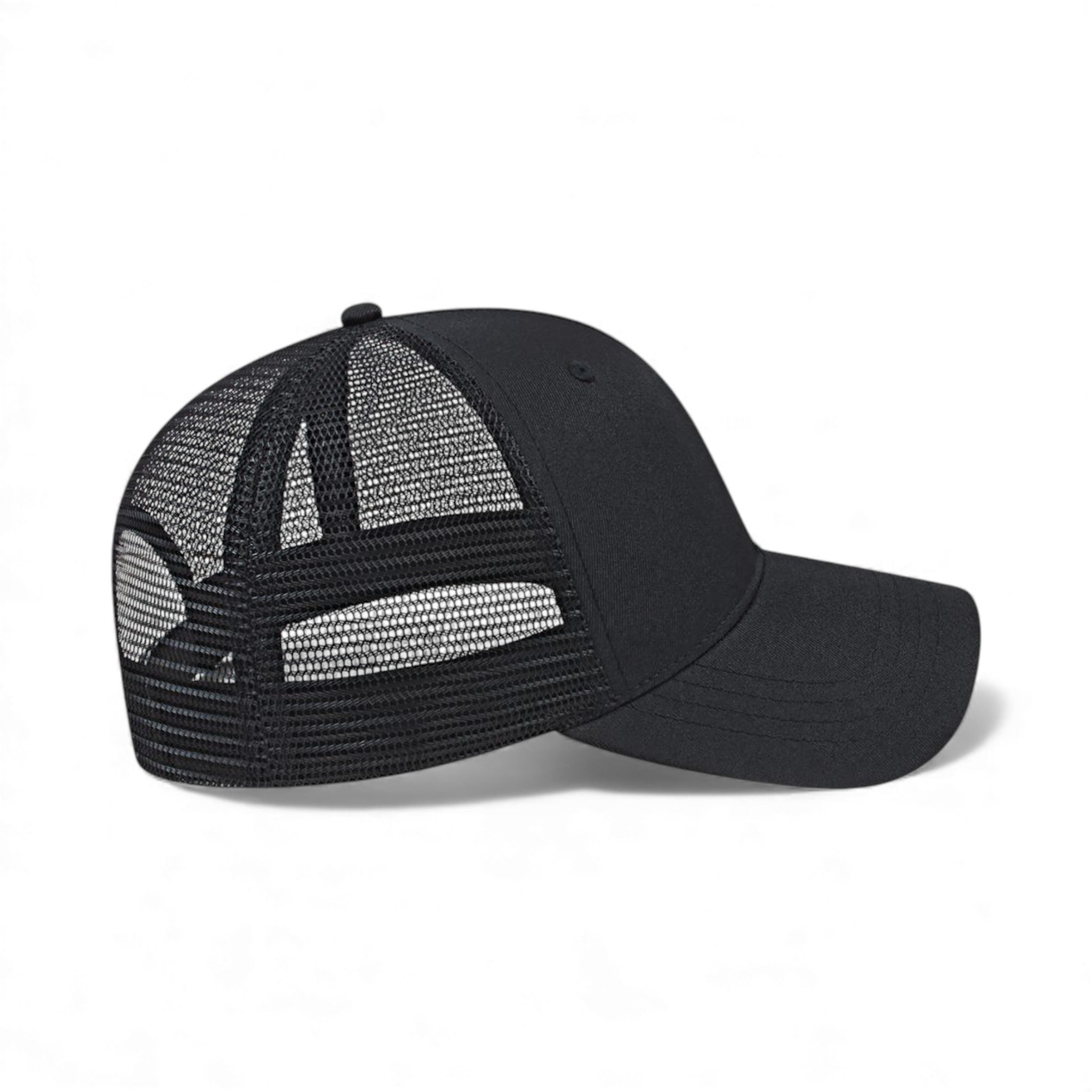 Right side view of Cap America x800 custom hat in black and black