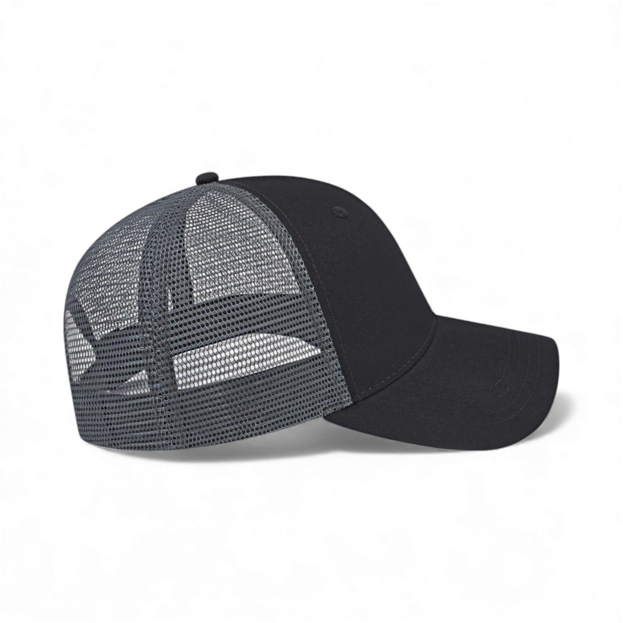 Right side view of Cap America x800 custom hat in black and charcoal