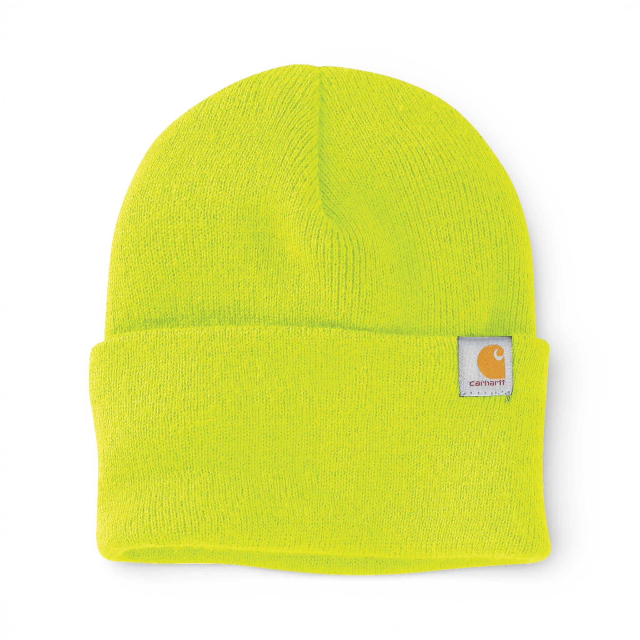Left side view of Carhartt CT104597 custom hat in brite lime