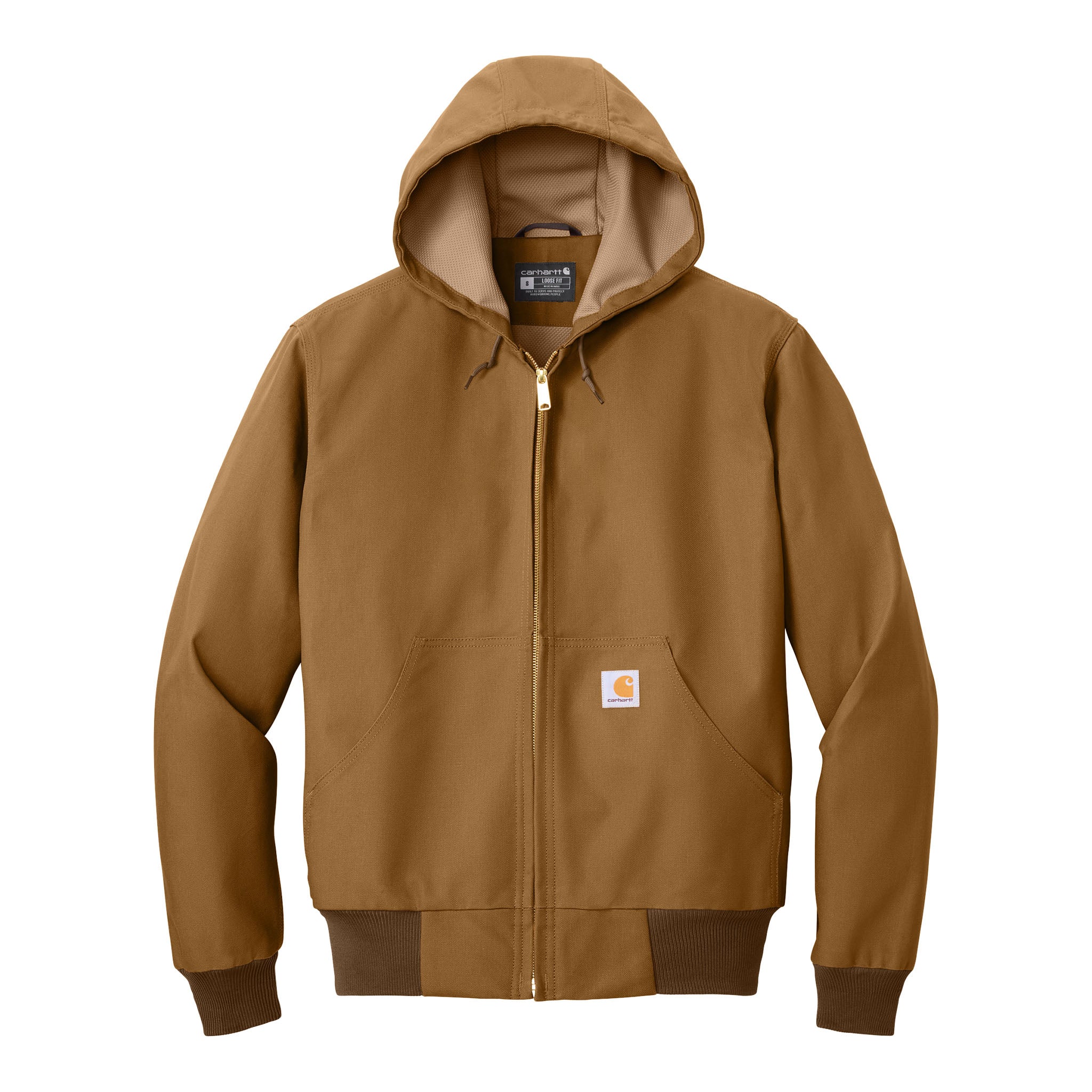 Carhartt CT106678 custom jacket in carhartt brown, front view