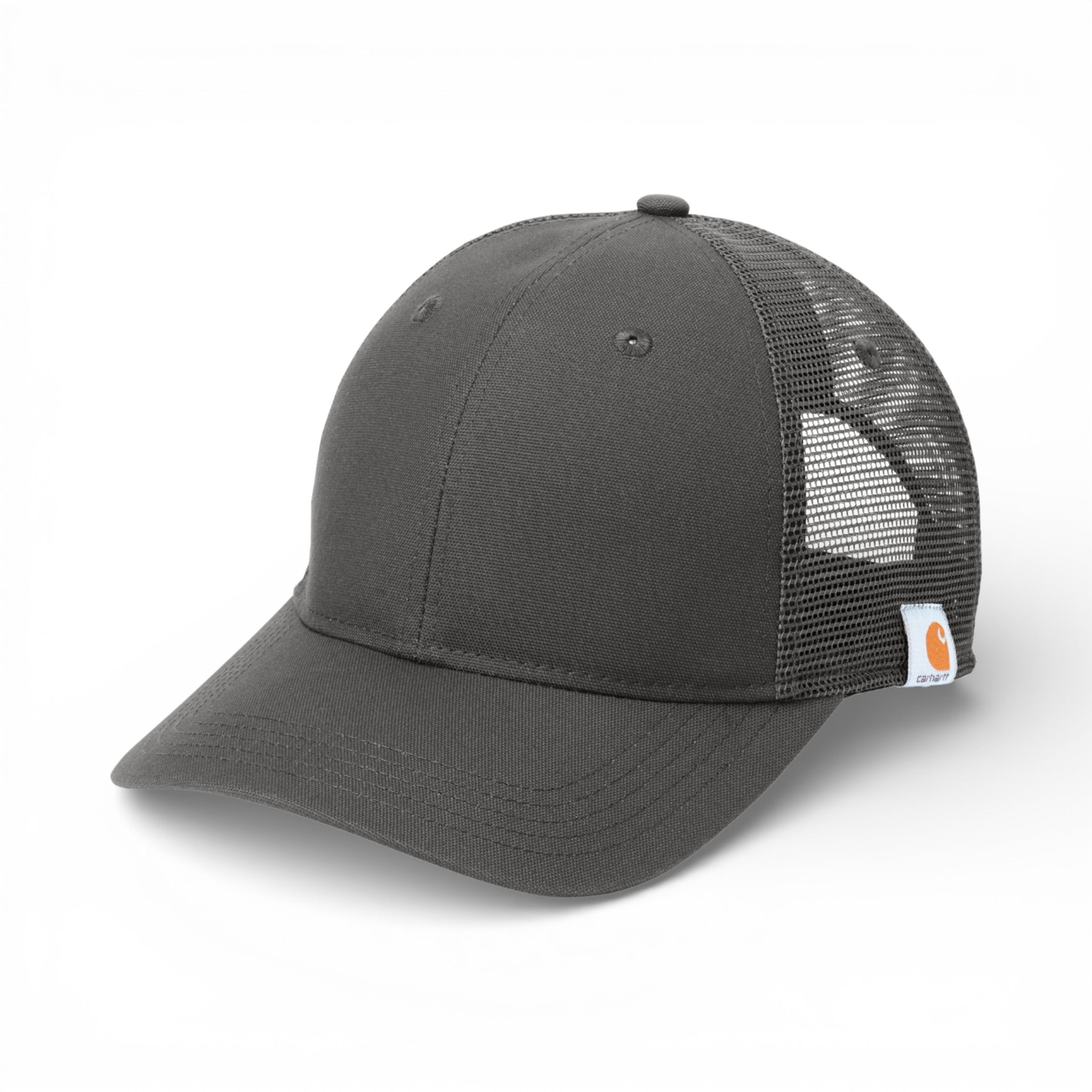 Left side view of Carhartt CT106687 custom hat in shadow grey