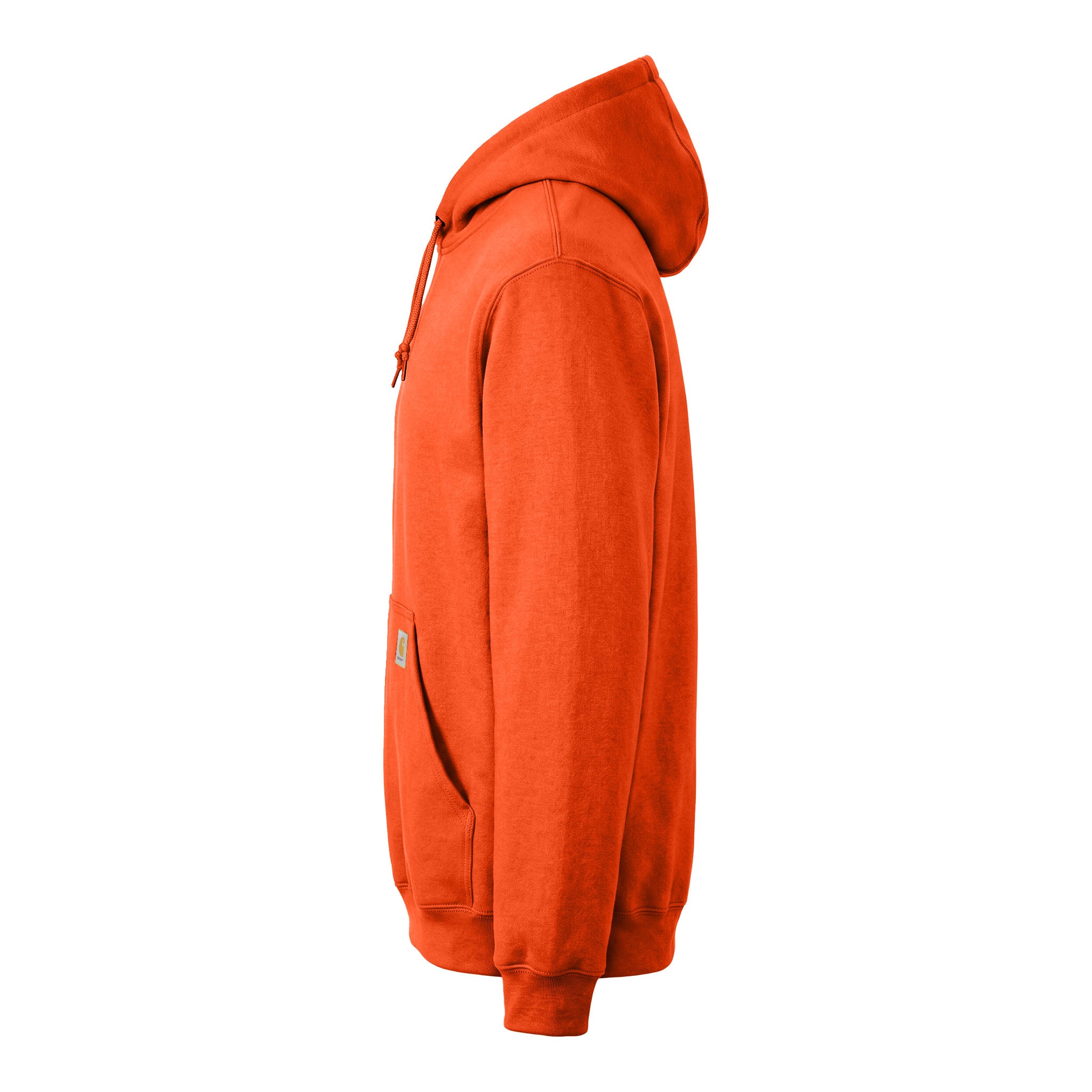 Carhartt CTK121 custom hoodie in brite orange, left side view