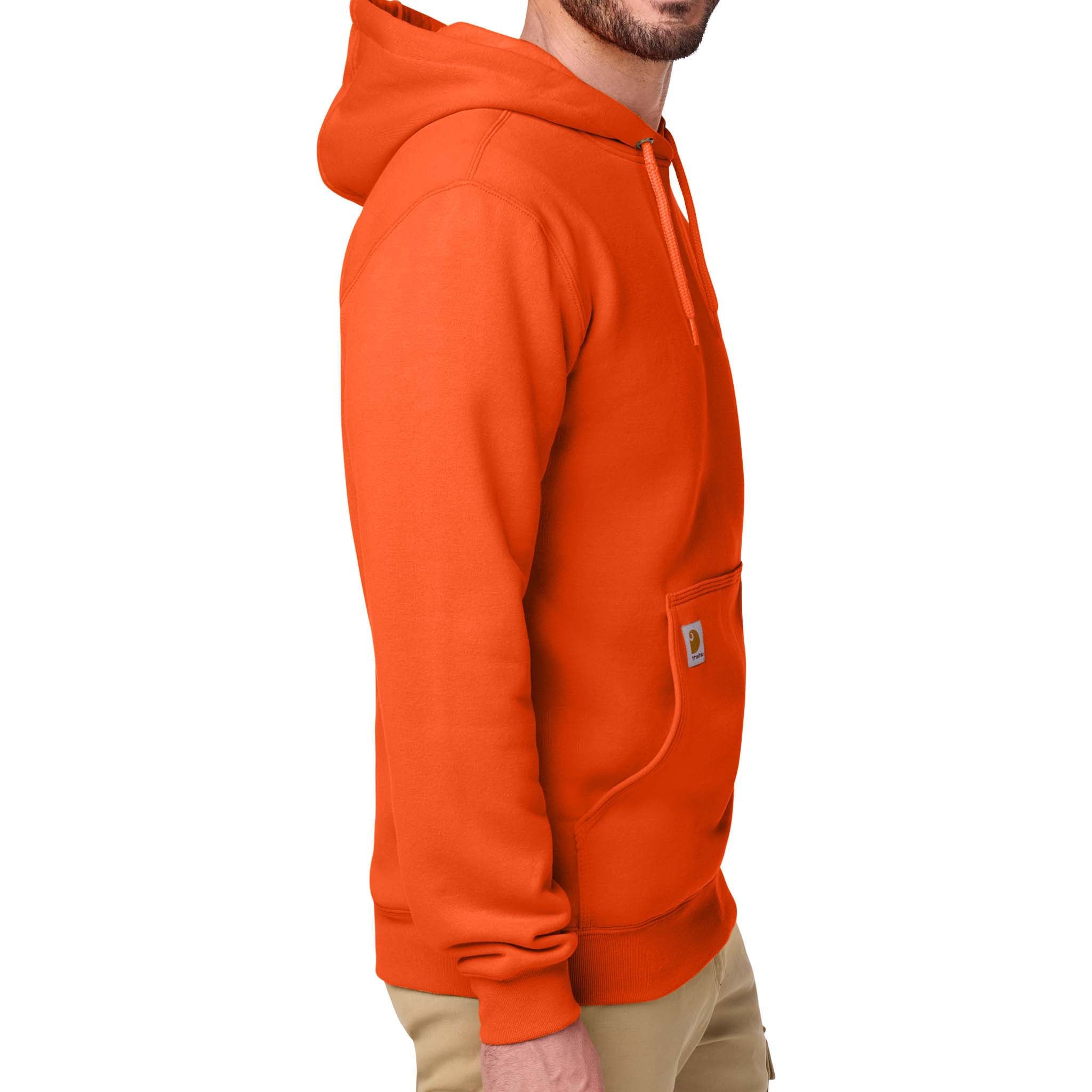 Carhartt CTK121 custom hoodie in brite orange, right side view