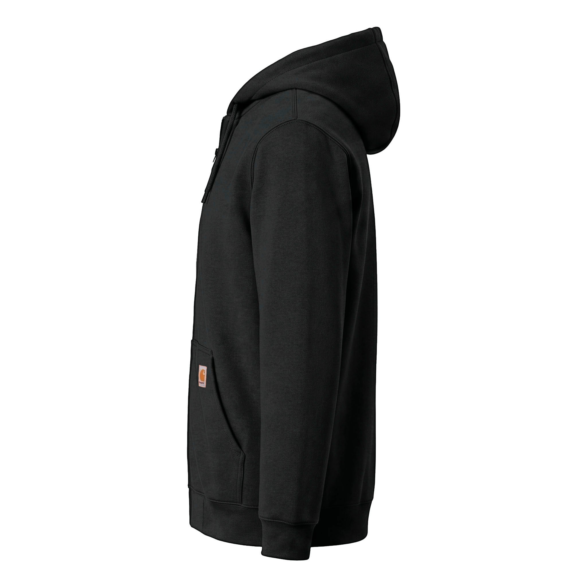 Carhartt CTK122 custom full-zip hoodie in black, left side view