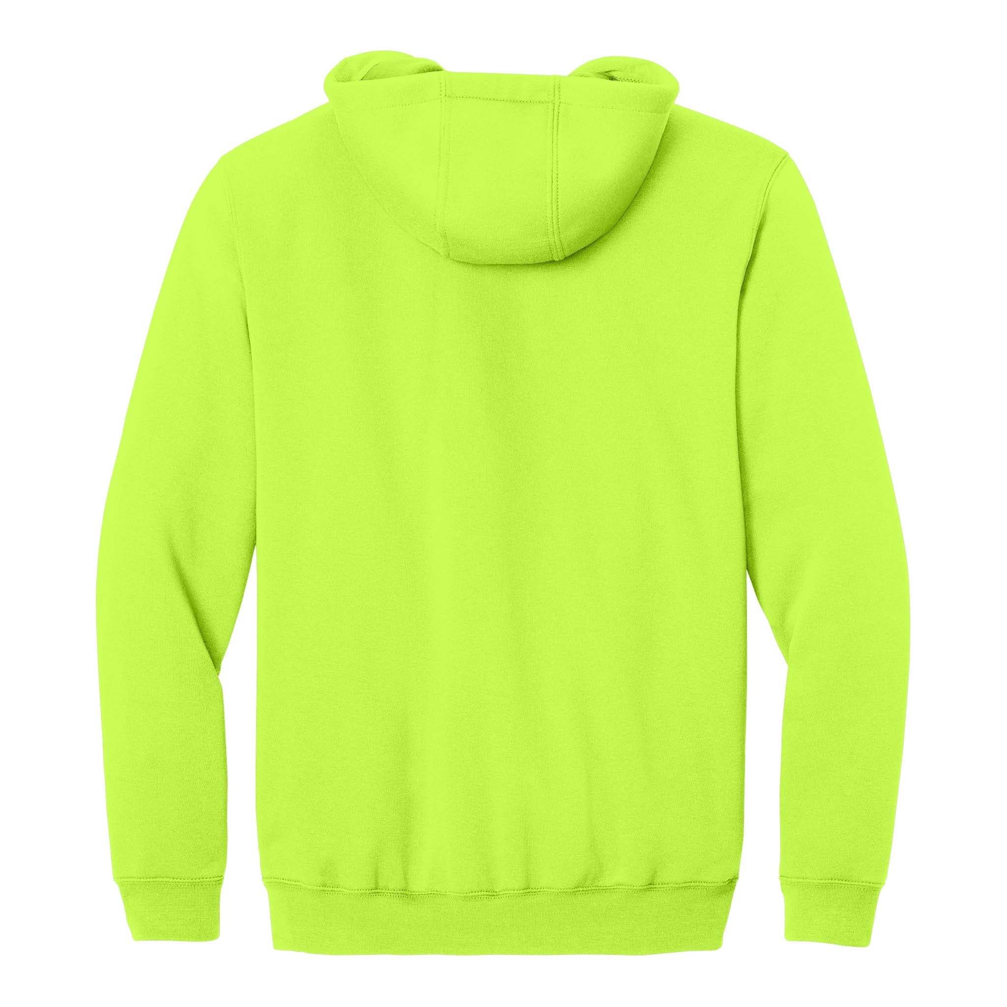 Carhartt CTK122 custom full-zip hoodie in brite lime, back view