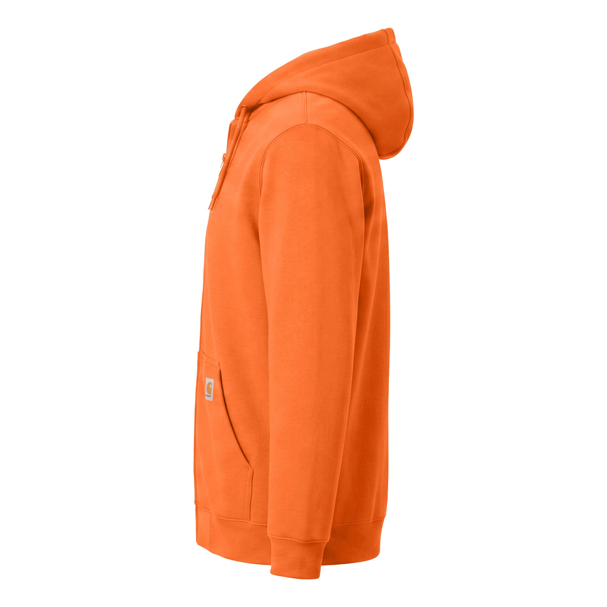Carhartt CTK122 custom full-zip hoodie in brite orange, left side view