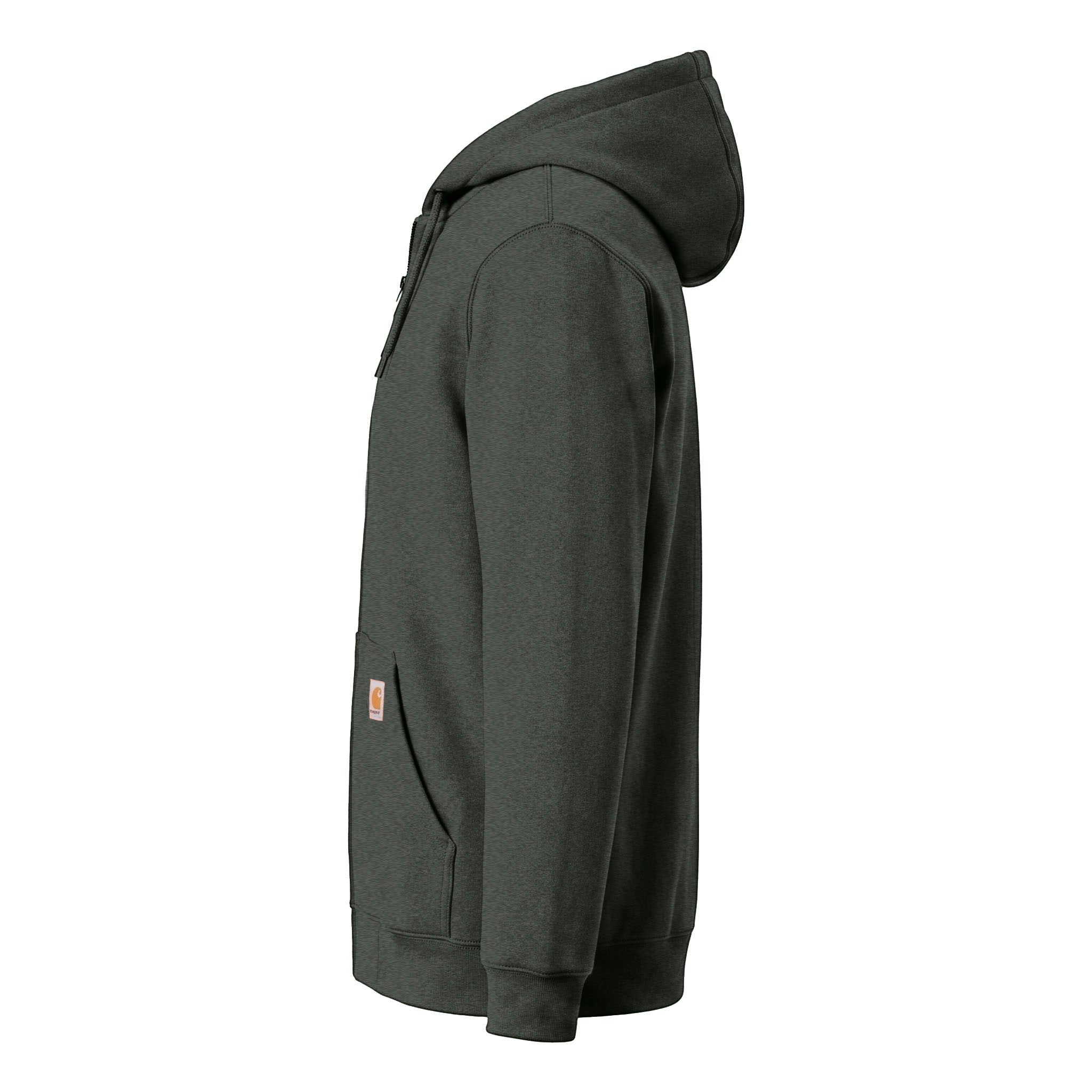 Carhartt CTK122 custom full-zip hoodie in carbon heather, left side view