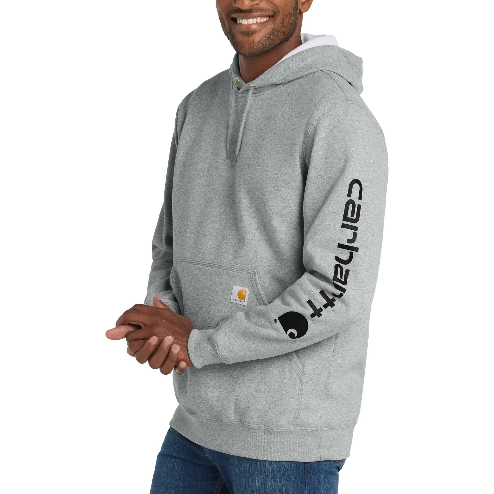 Carhartt CTK288 custom hoodie in heather grey, left side view