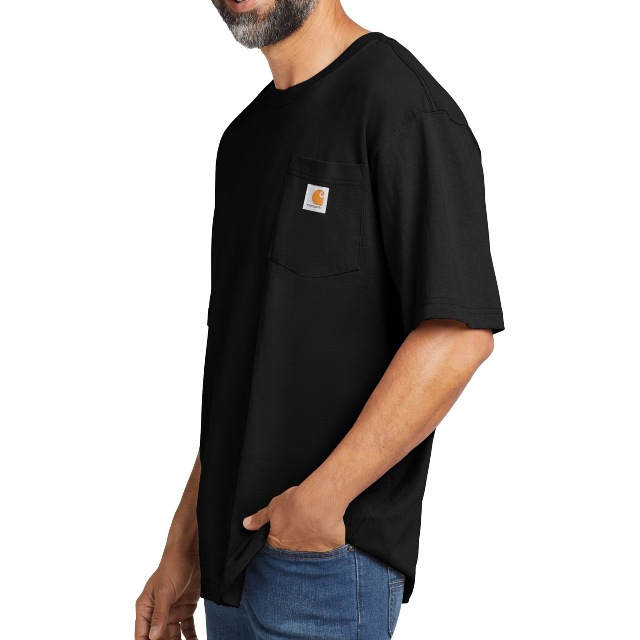 Carhartt CTK87 custom short sleeve t-shirt in black, left side view
