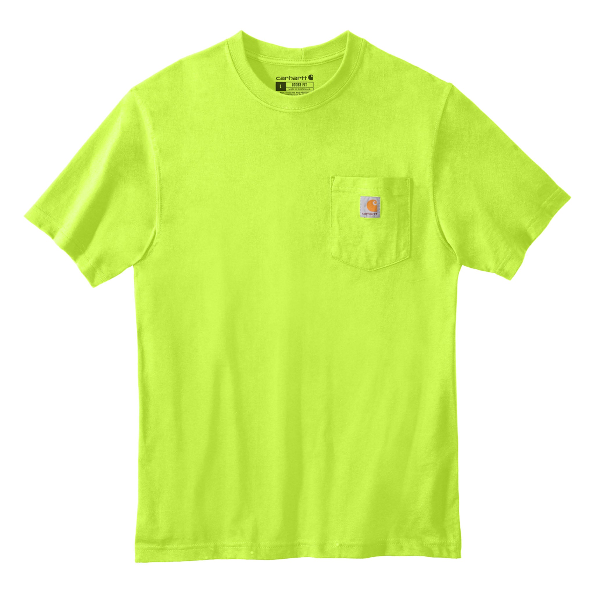 Carhartt CTK87 custom short sleeve t-shirt in brite lime, front view