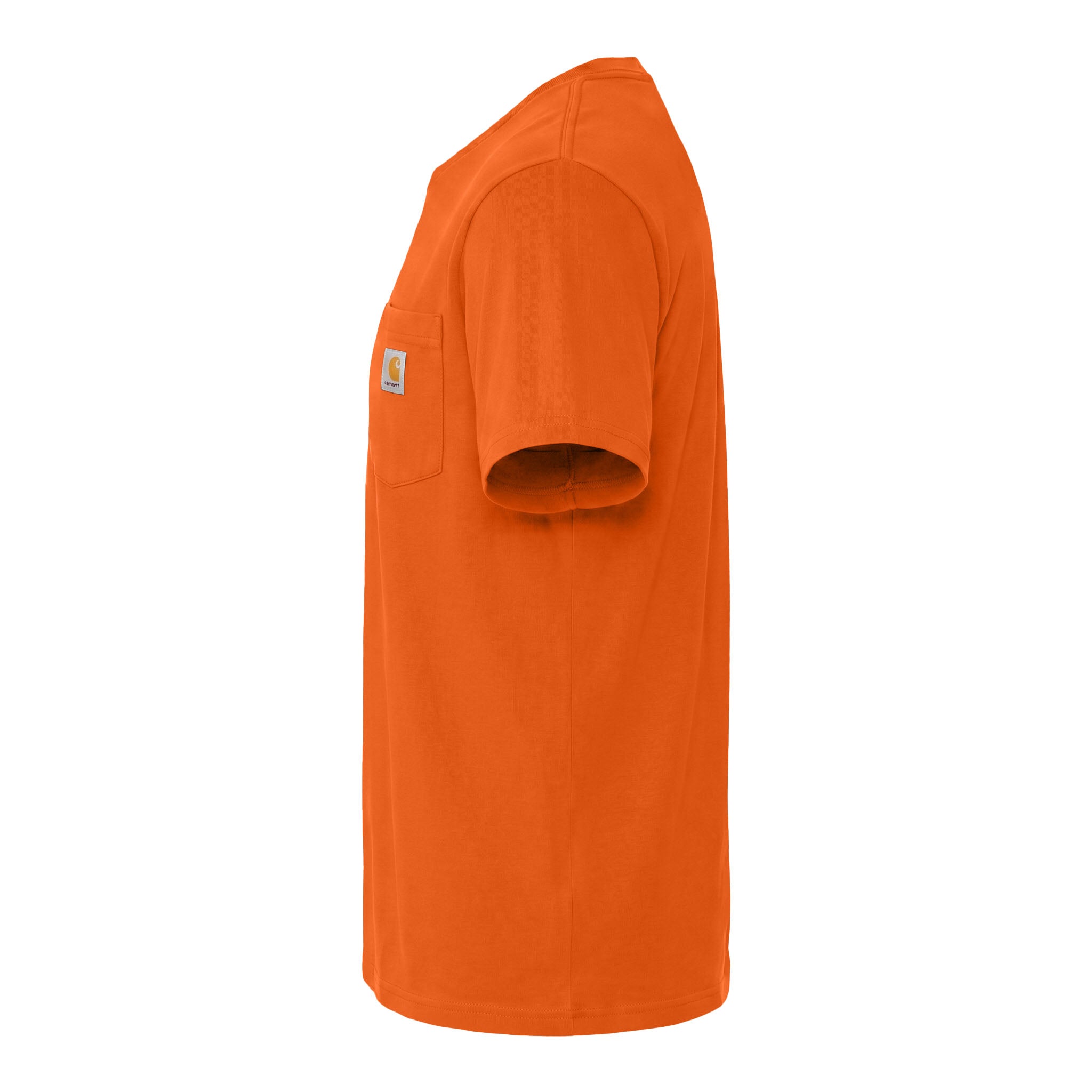 Carhartt CTK87 custom short sleeve t-shirt in brite orange, left side view