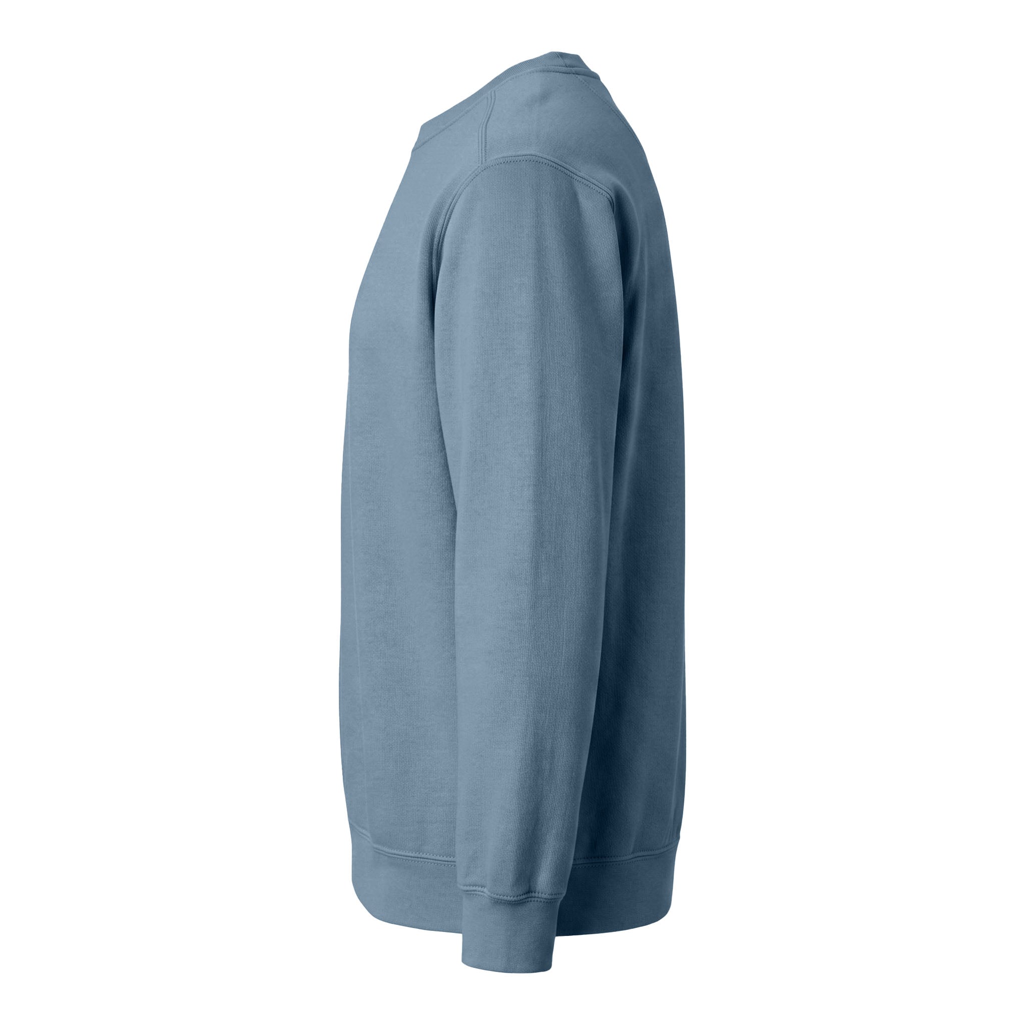 Comfort Colors 1566 custom crewneck in blue jean, left side view