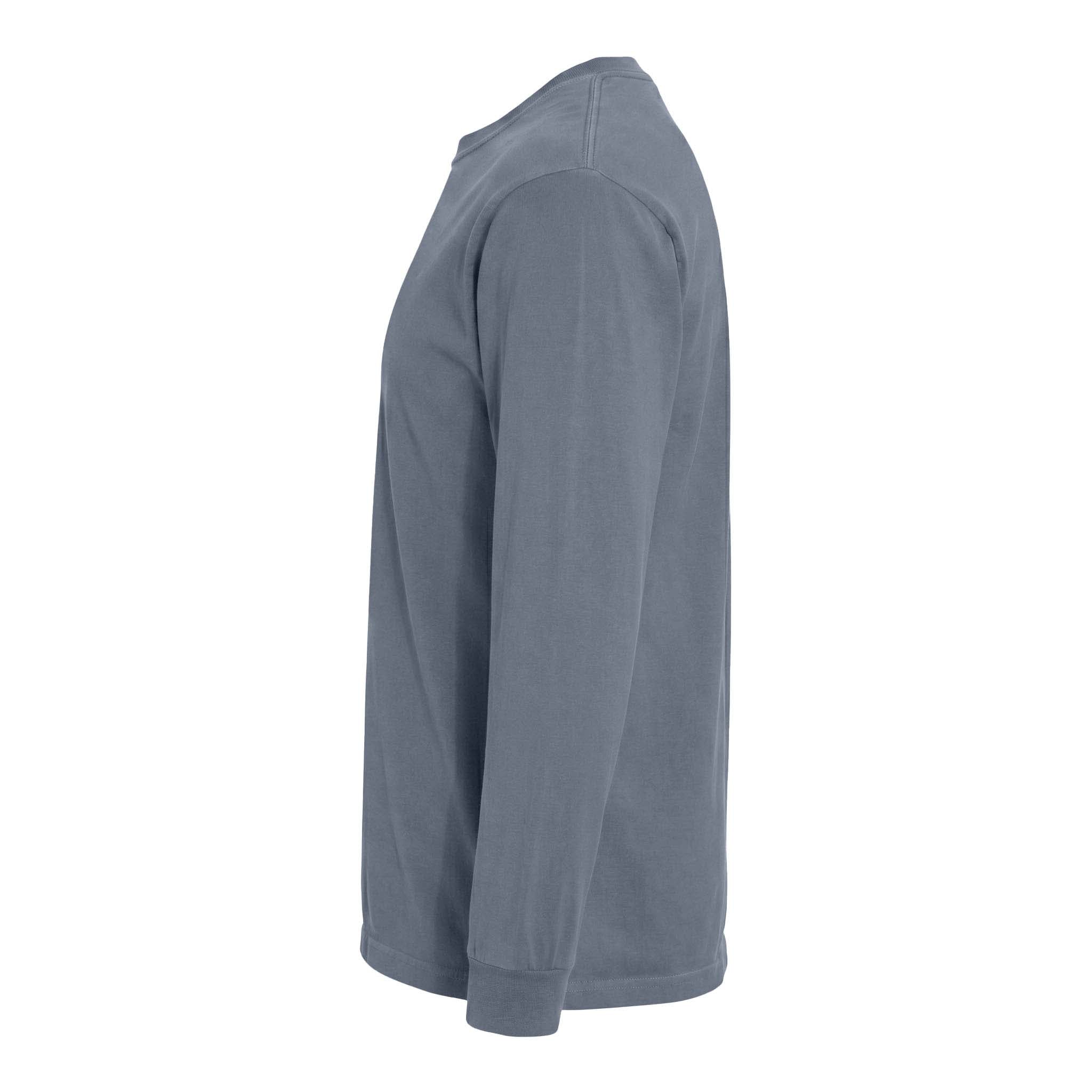 Comfort Colors 6014 custom long sleeve t-shirt in blue jean, left side view