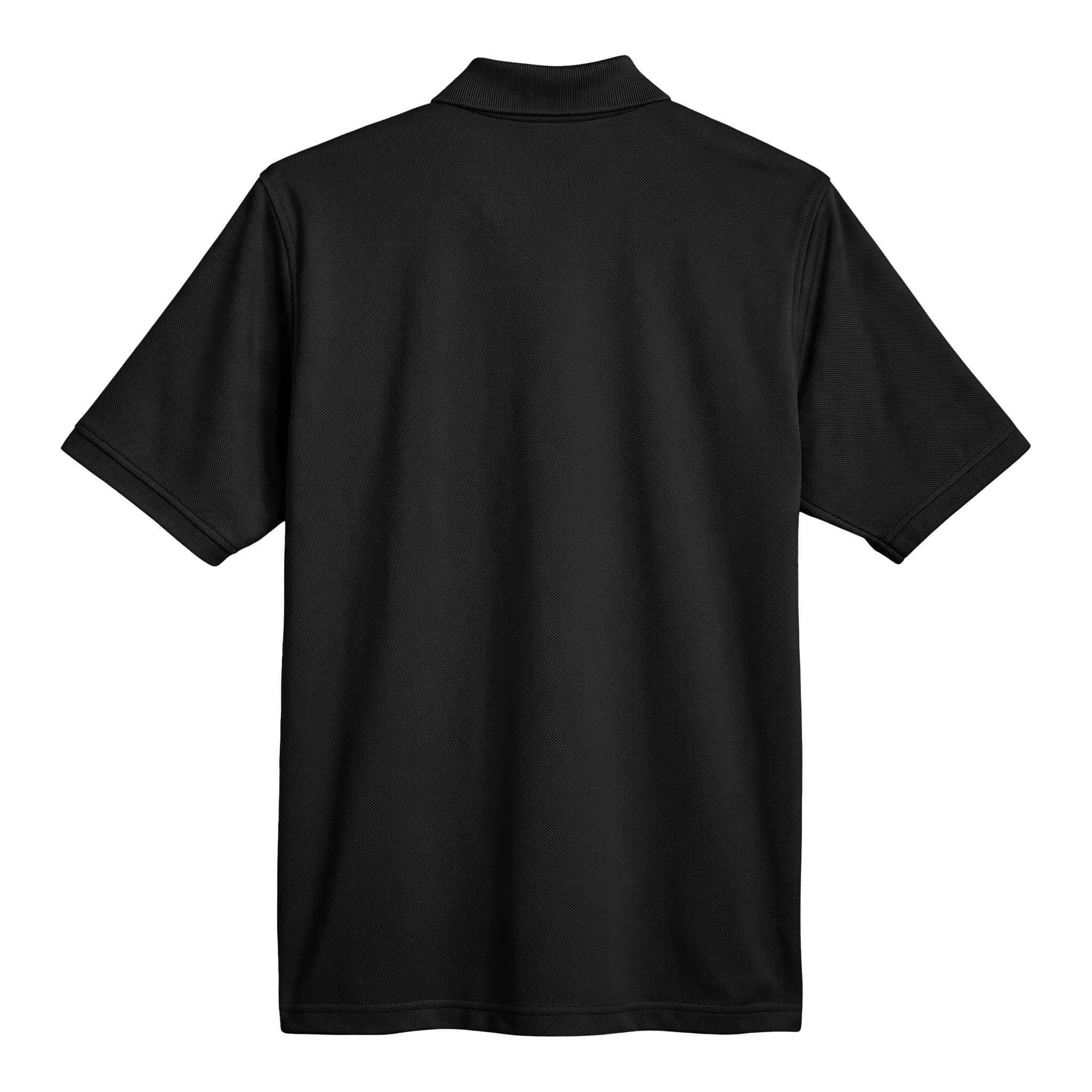 Core 365 78181 custom polo in black, back view