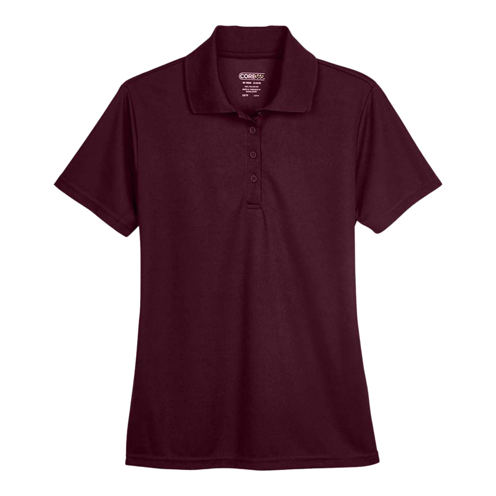 Core 365 78181 custom polo in burgundy, front view