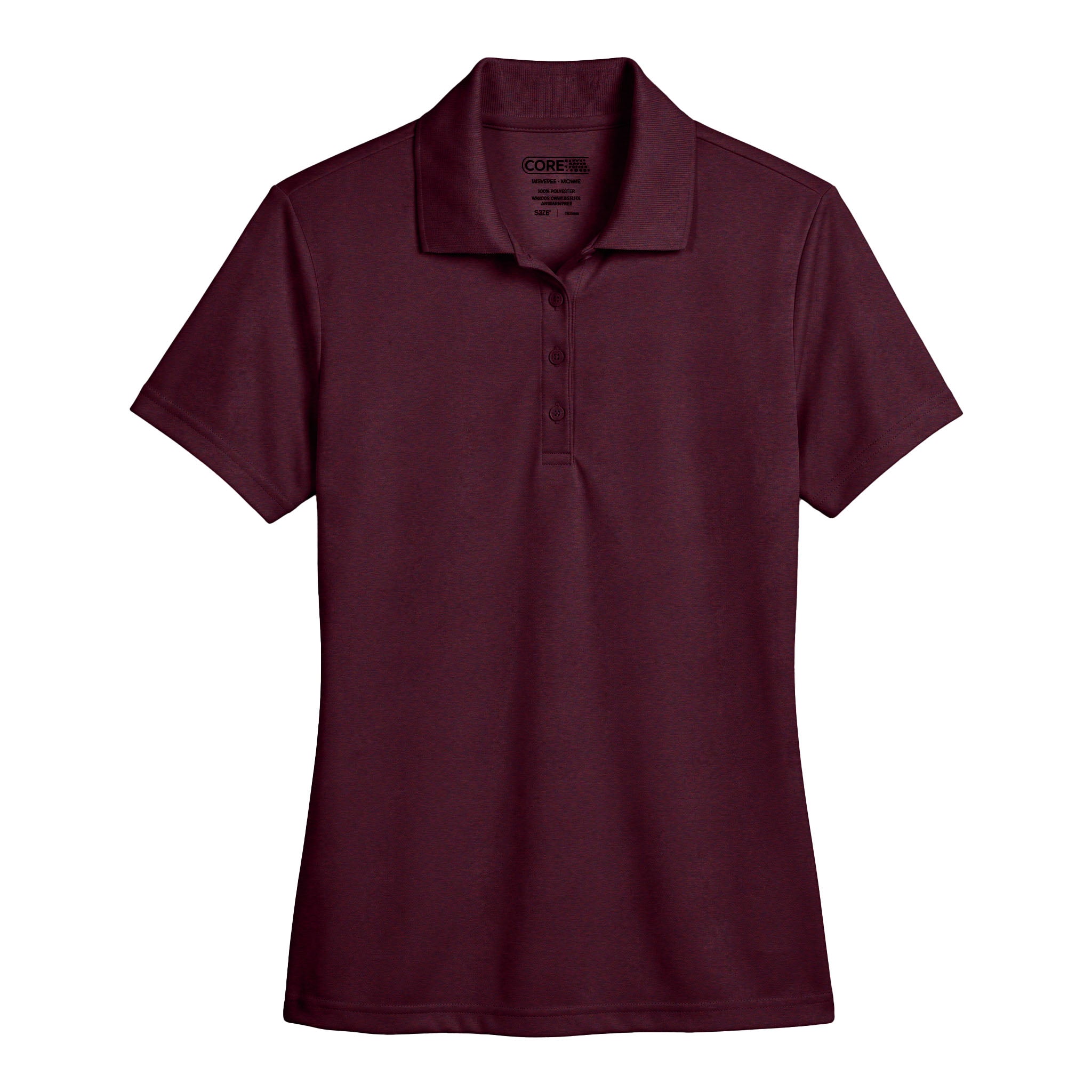 Core 365 78181 custom polo in burgundy, front view