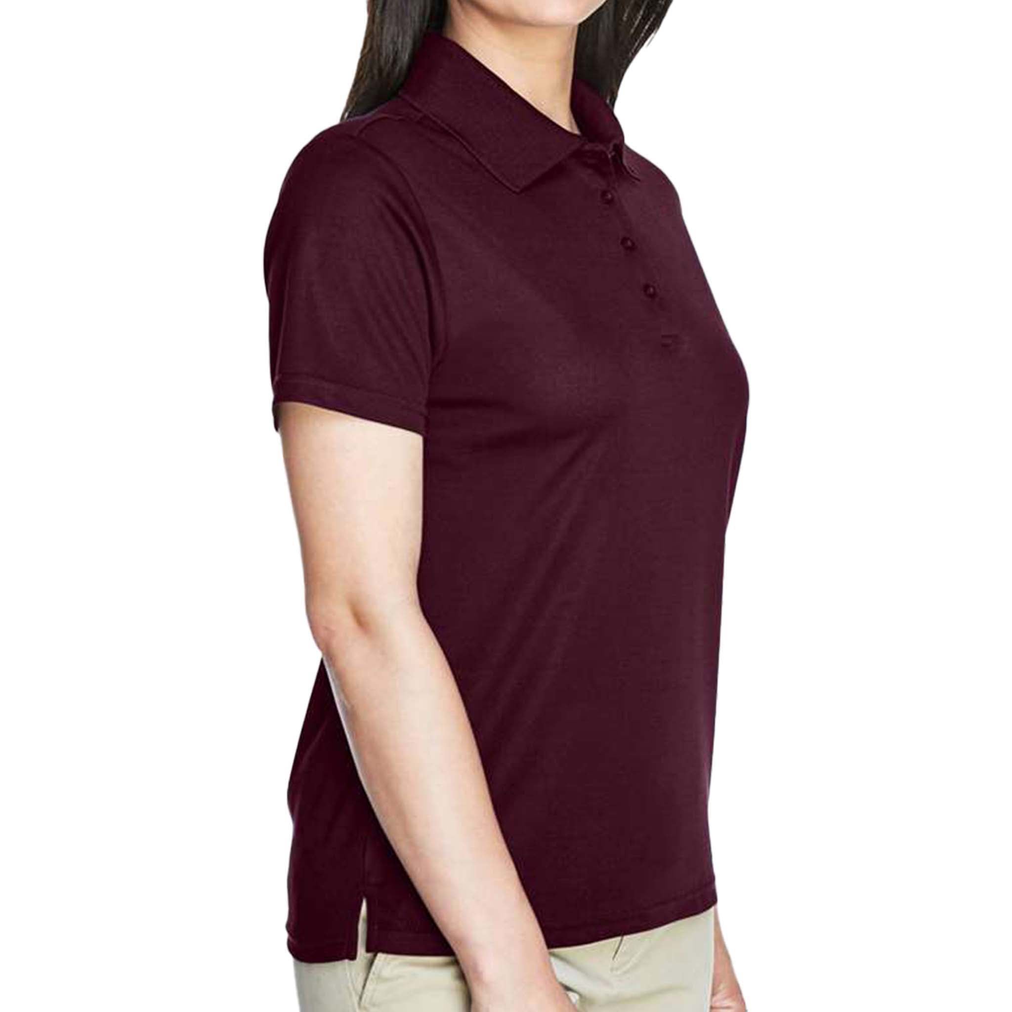 Core 365 78181 custom polo in burgundy, right side view