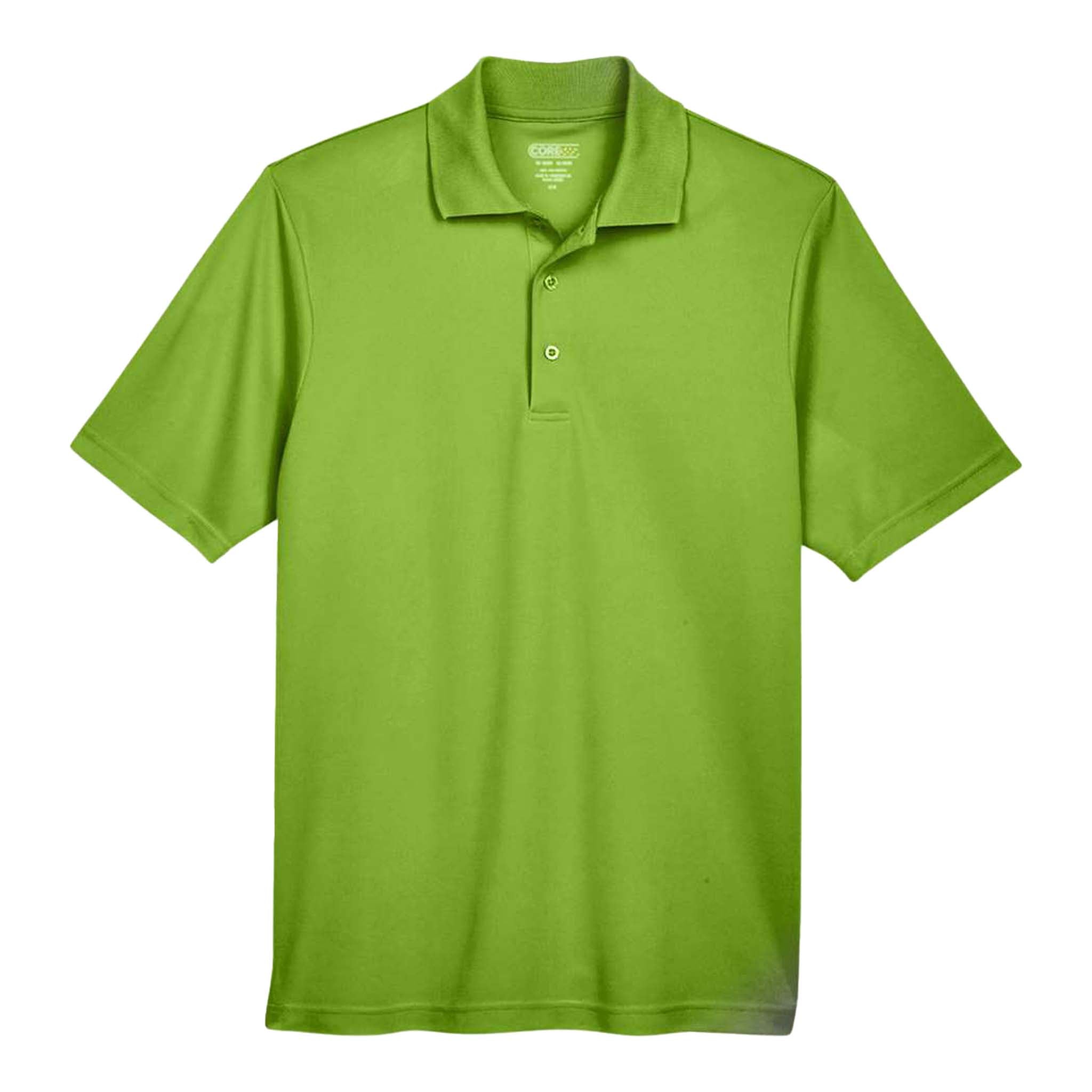 Core 365 88181 custom polo in acid green, front view
