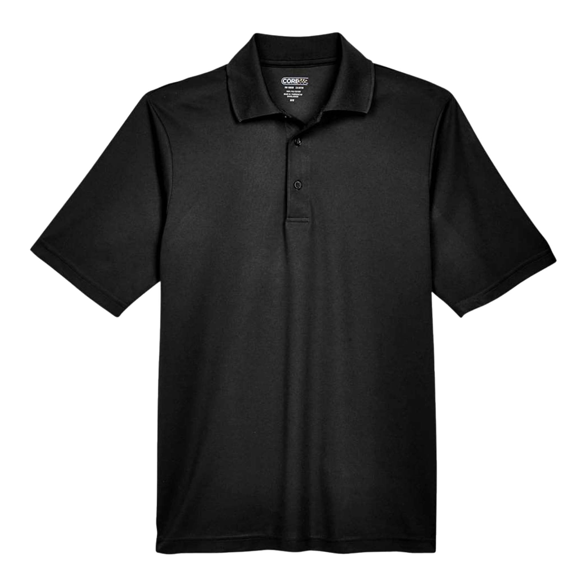 Core 365 88181 custom polo in black, front view